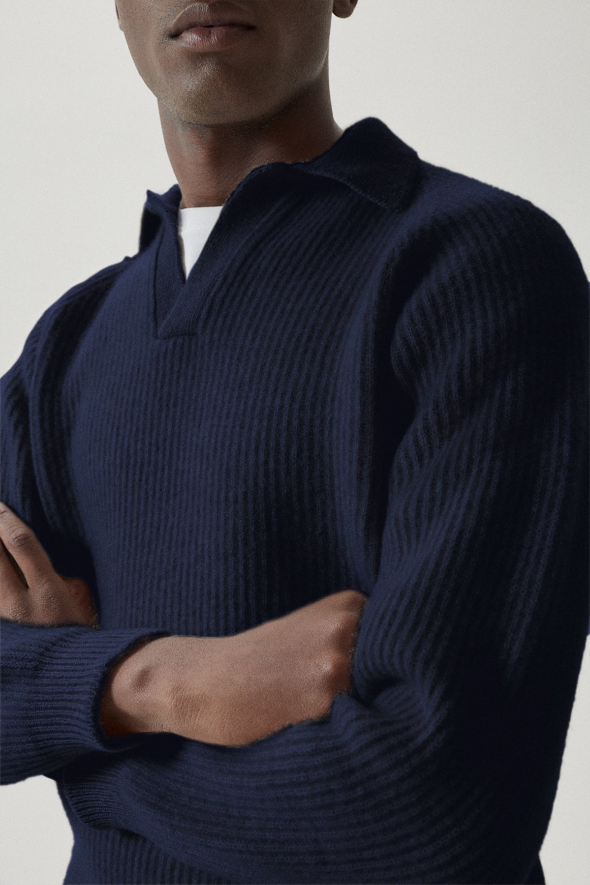 The Woolen Ribbed Polo - Imperfect Version | Abyss Blue