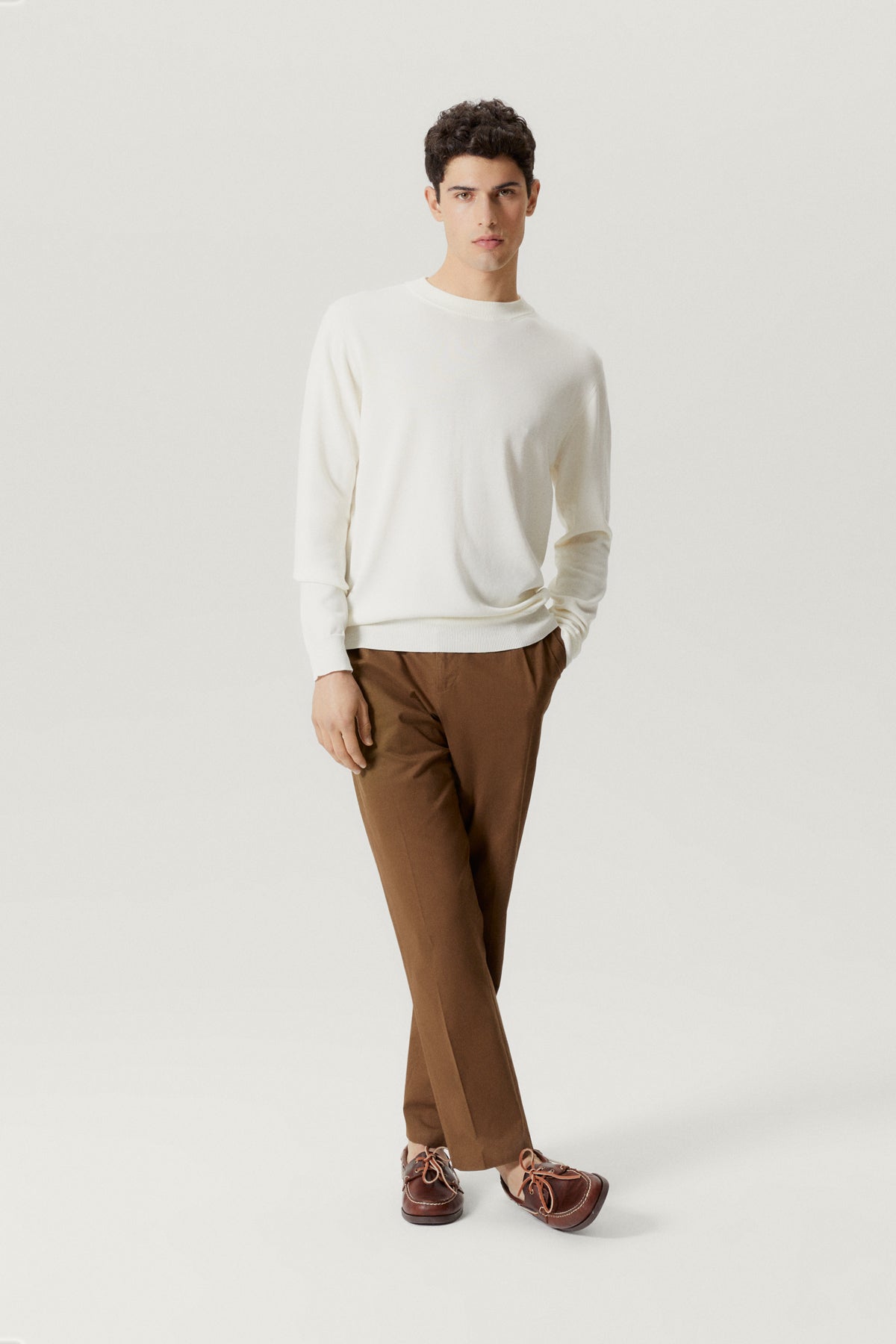 the organic cotton lightweight sweater milk white