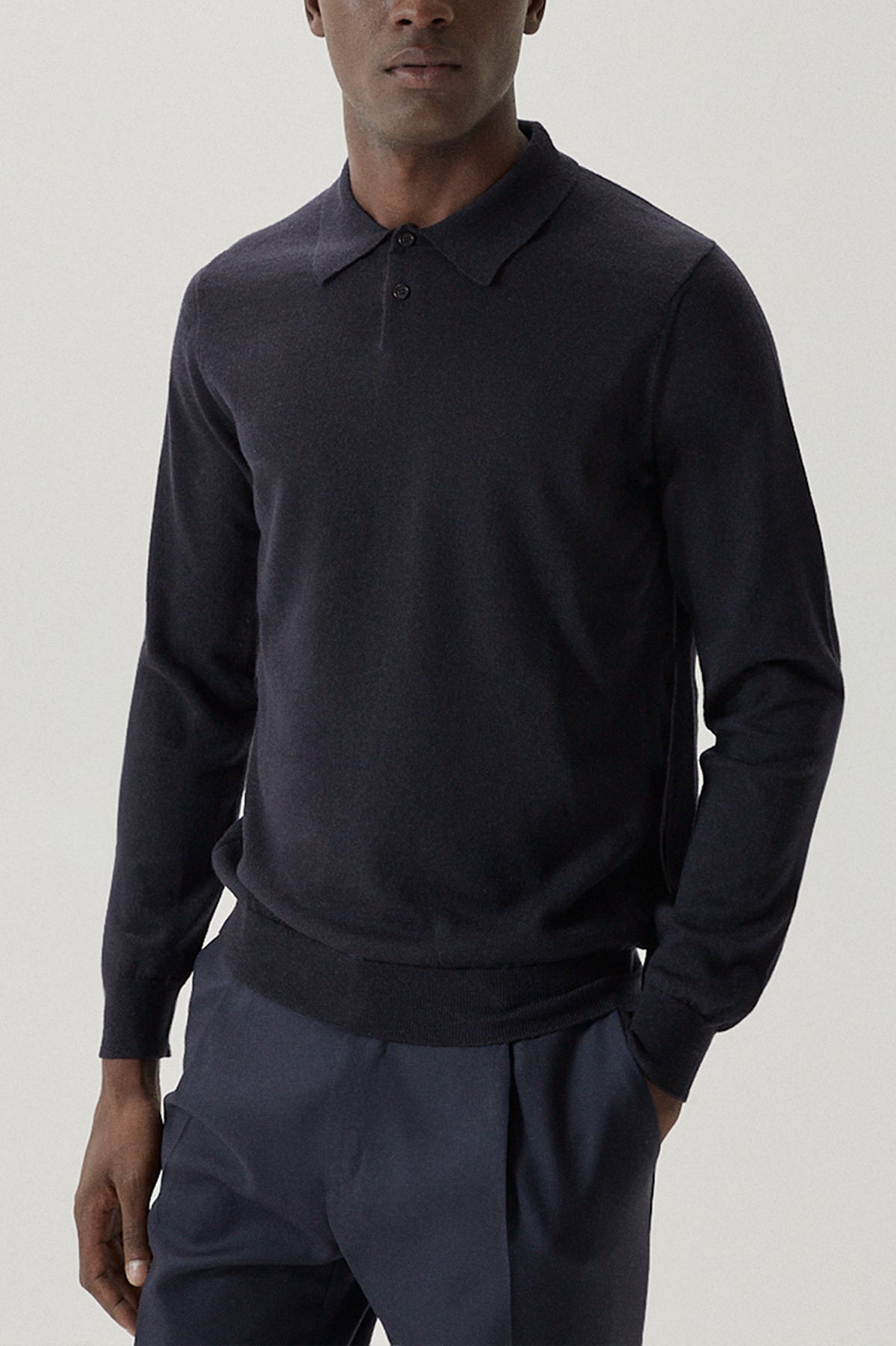 the ultrasoft wool polo imperfect version midnight blue