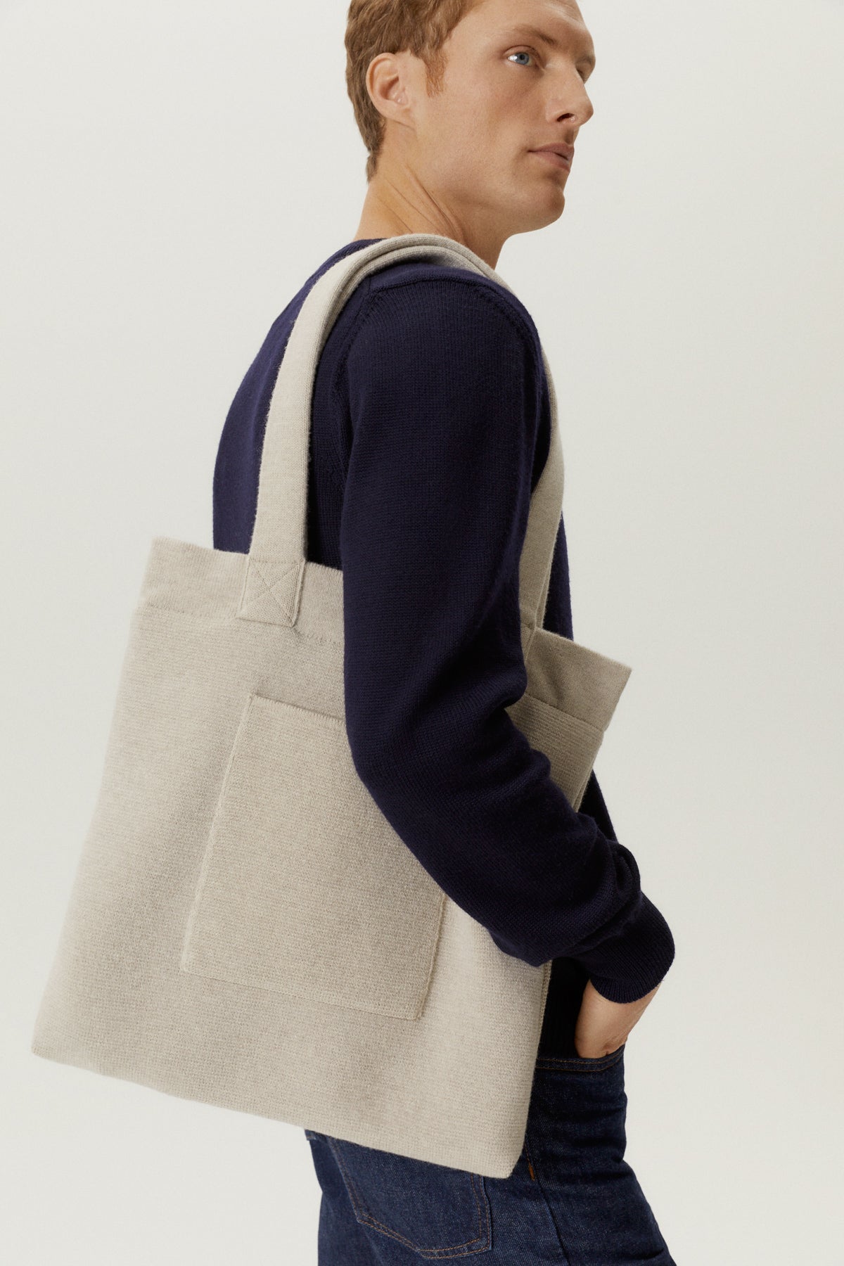 the knit tote bag ecru