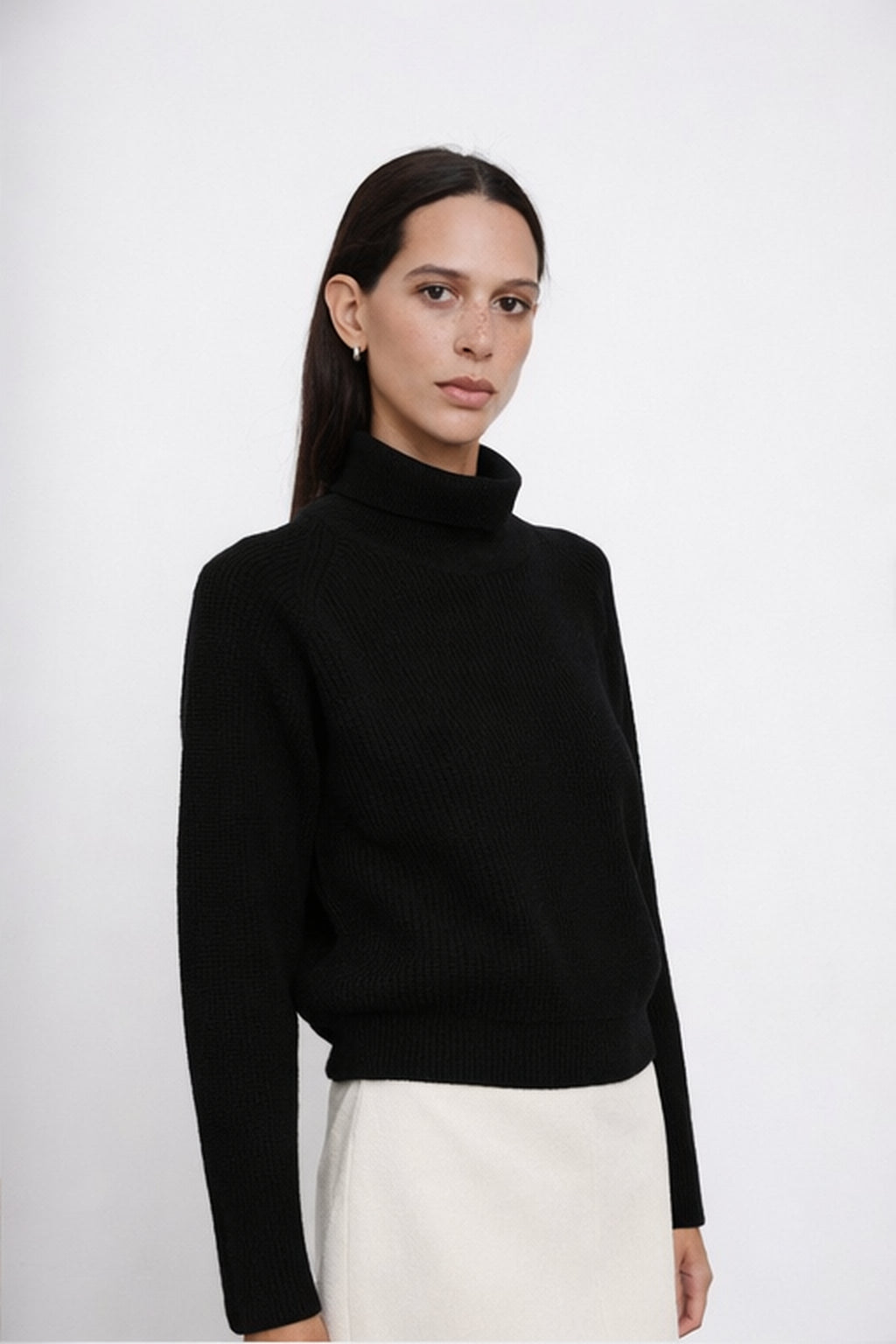 The Merino Wool Cropped High-Neck black