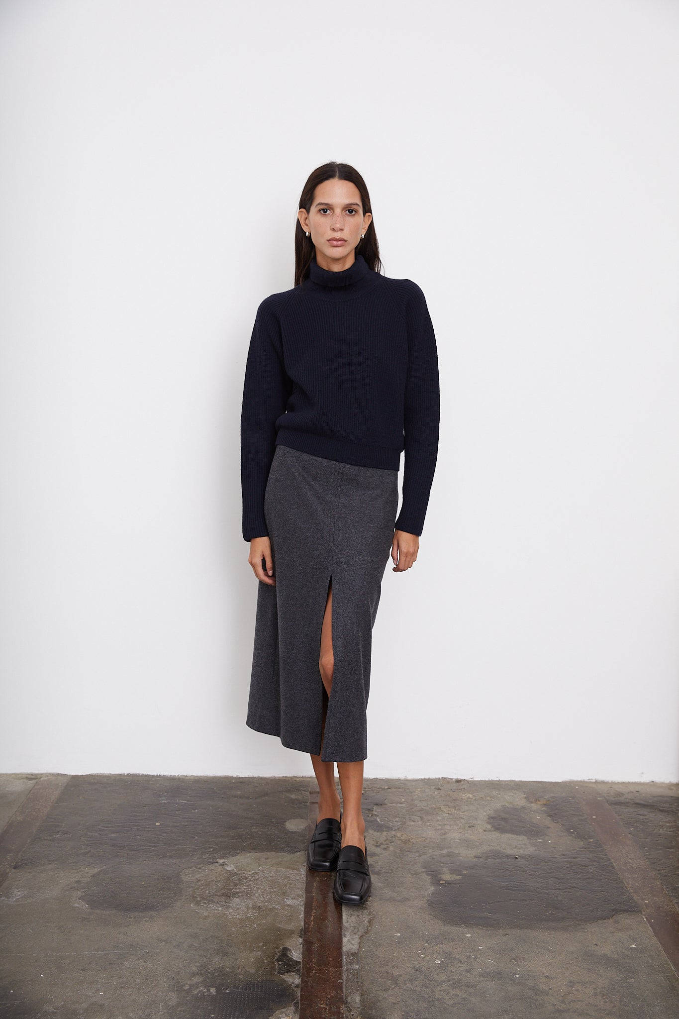 The Merino Wool Cropped High-Neck blue