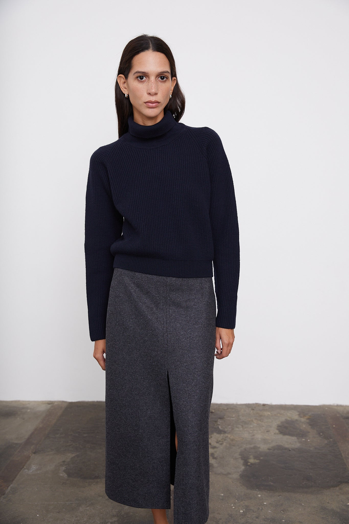 The Merino Wool Cropped High-Neck blue