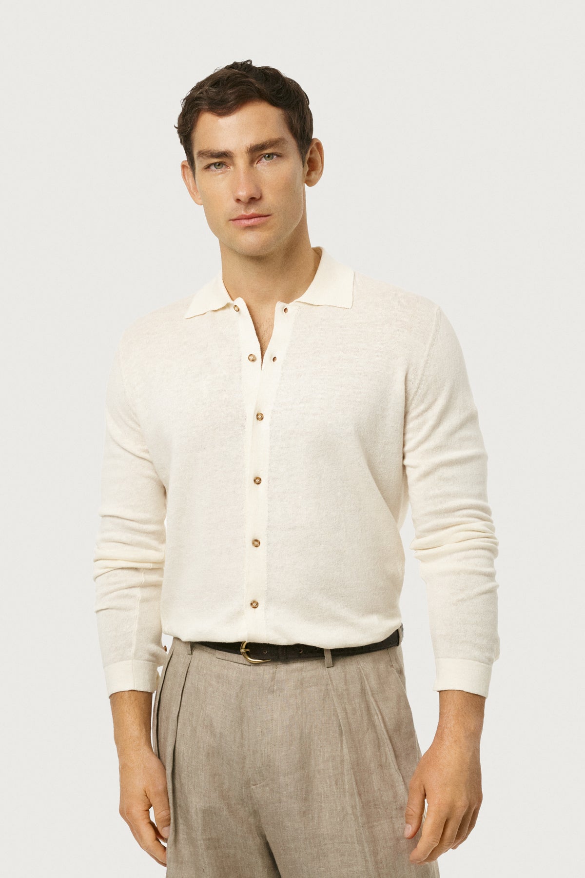 The Linen Cotton Knit Shirt Milk White