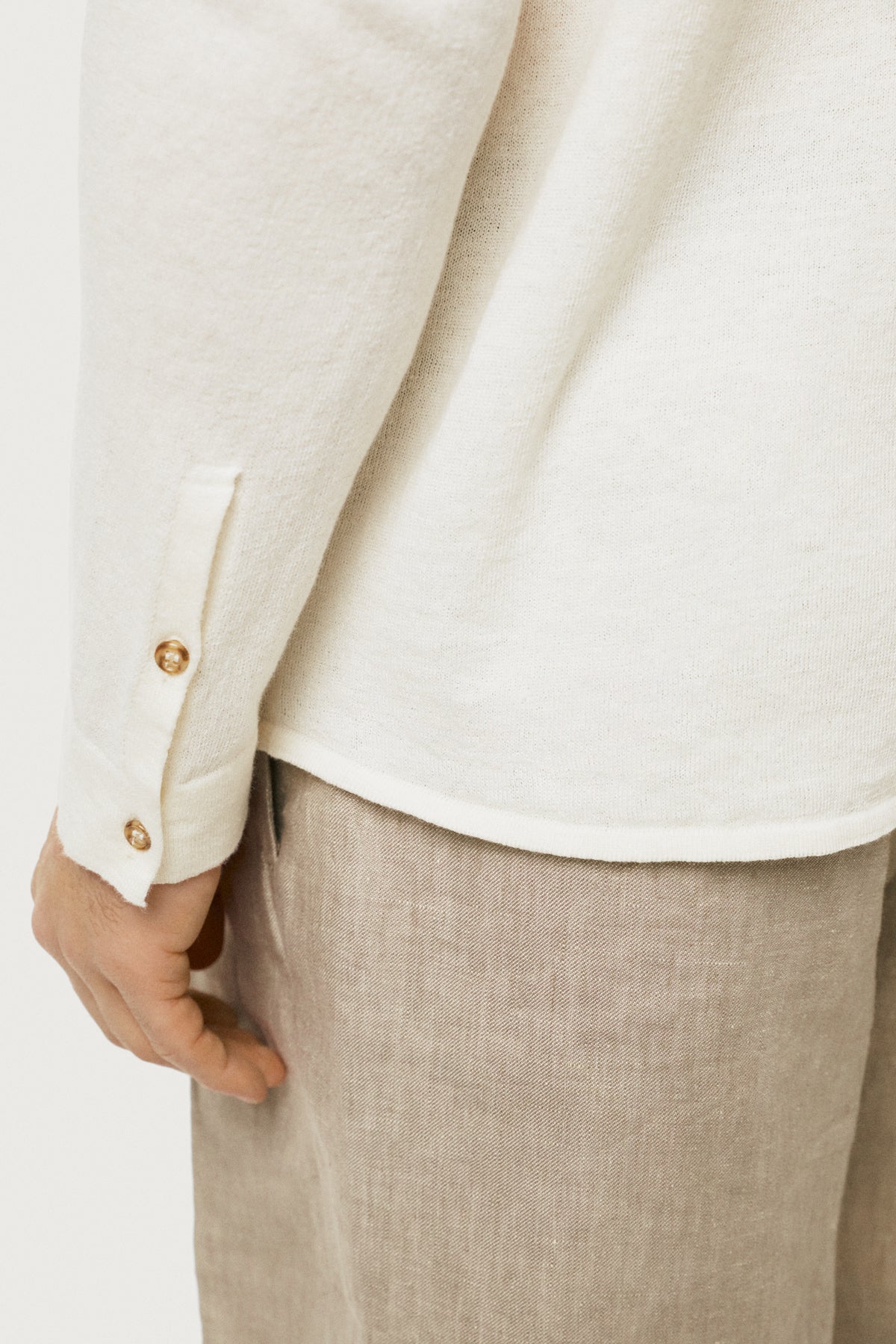The Linen Cotton Knit Shirt Milk White