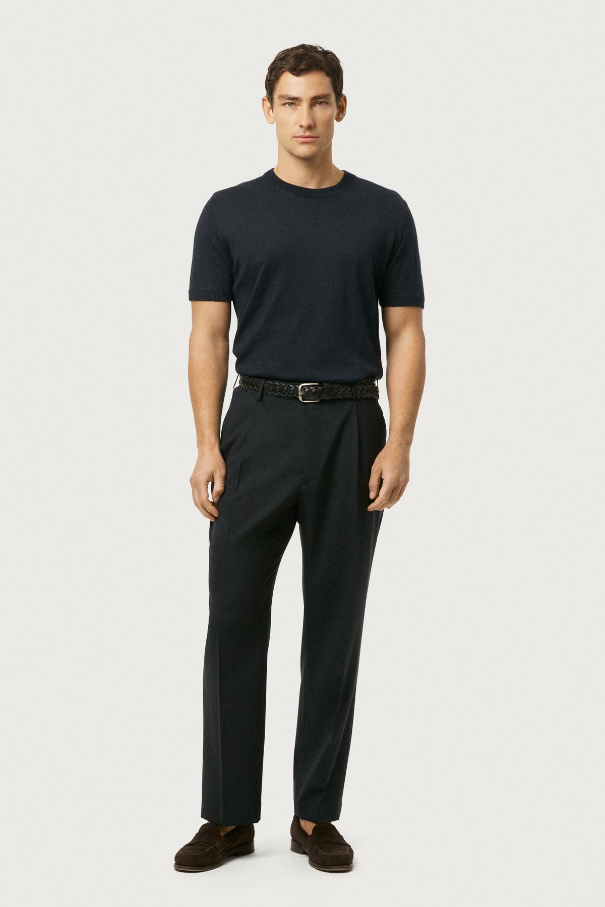 The Linen Cotton Knit T-Shirt Blue Navy