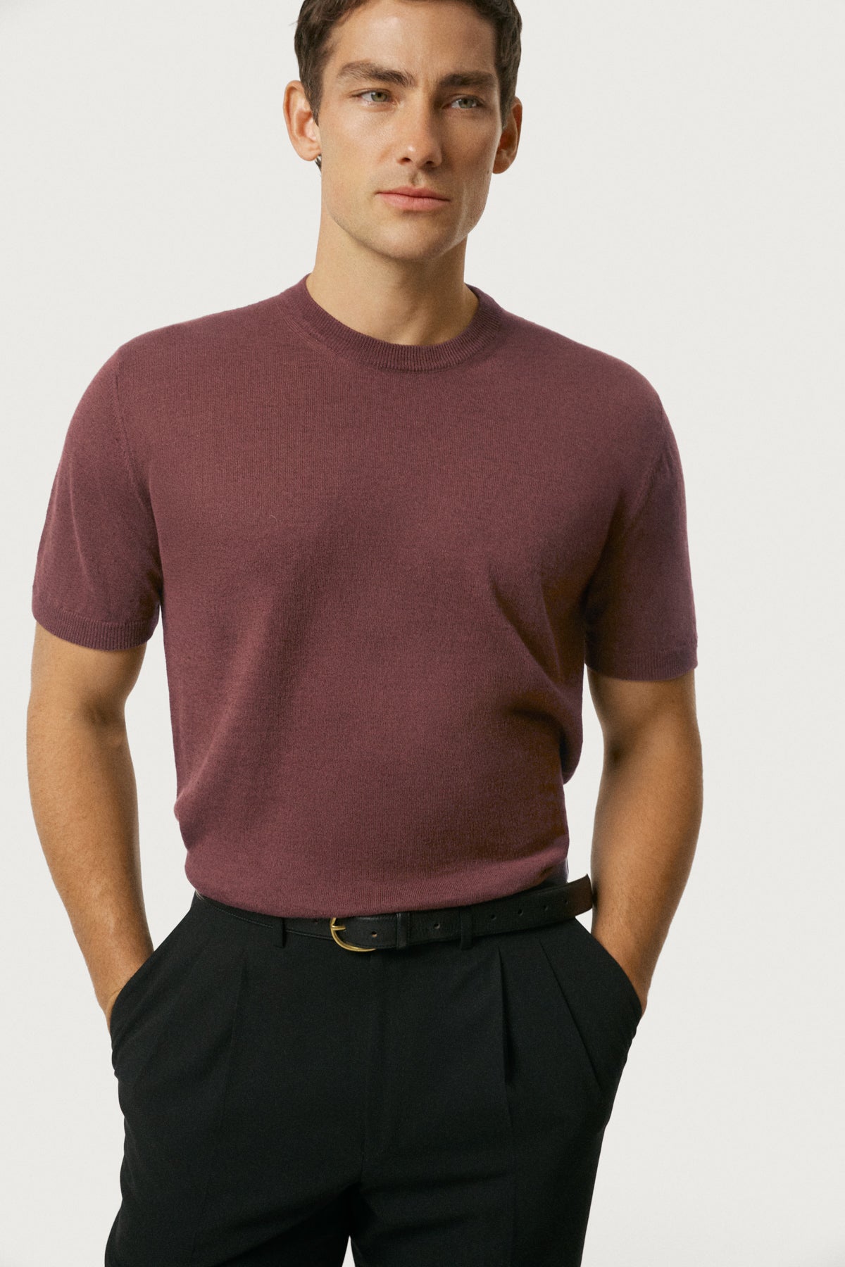 The Linen Cotton Knit T-Shirt Mahogany