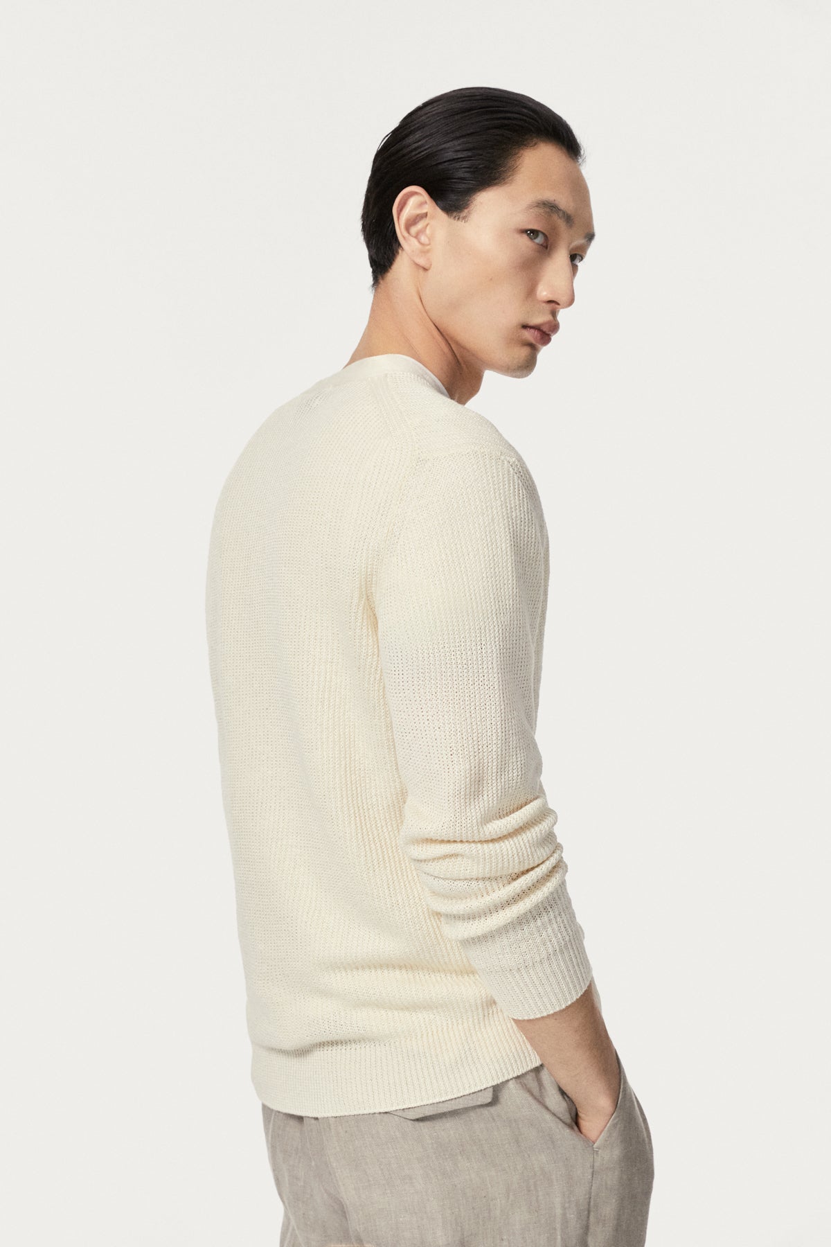 The Linen Cotton Ribbed Cardigan