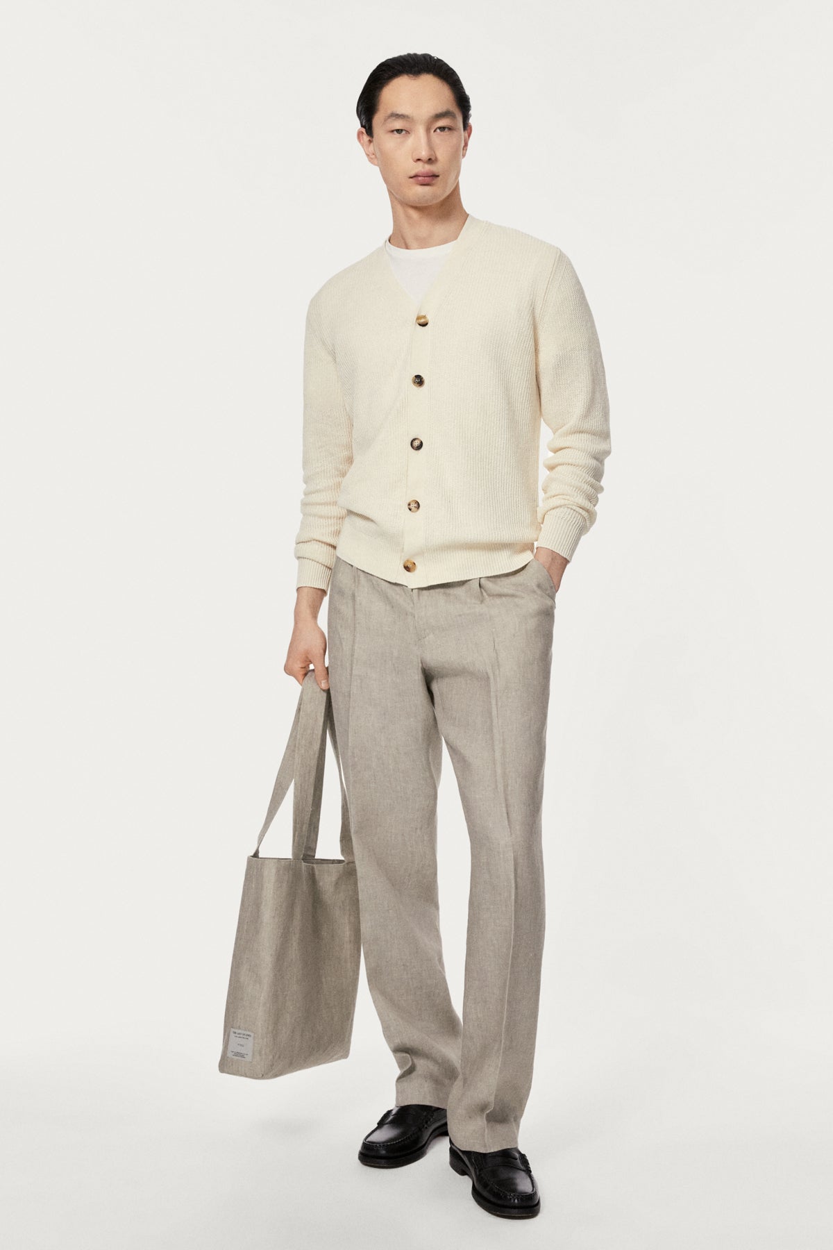 The Linen Cotton Ribbed Cardigan