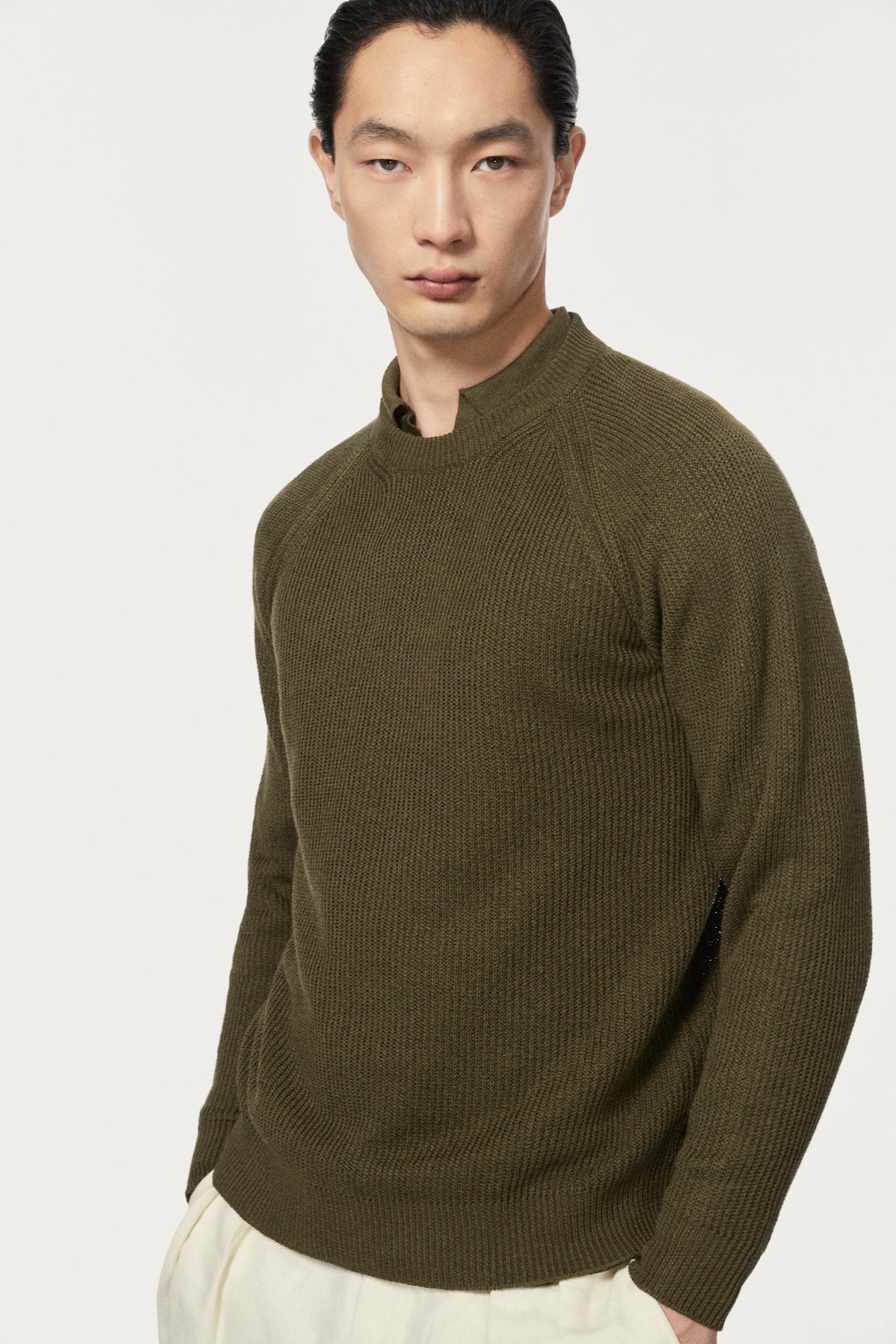 The Linen Cotton Ribbed Sweater