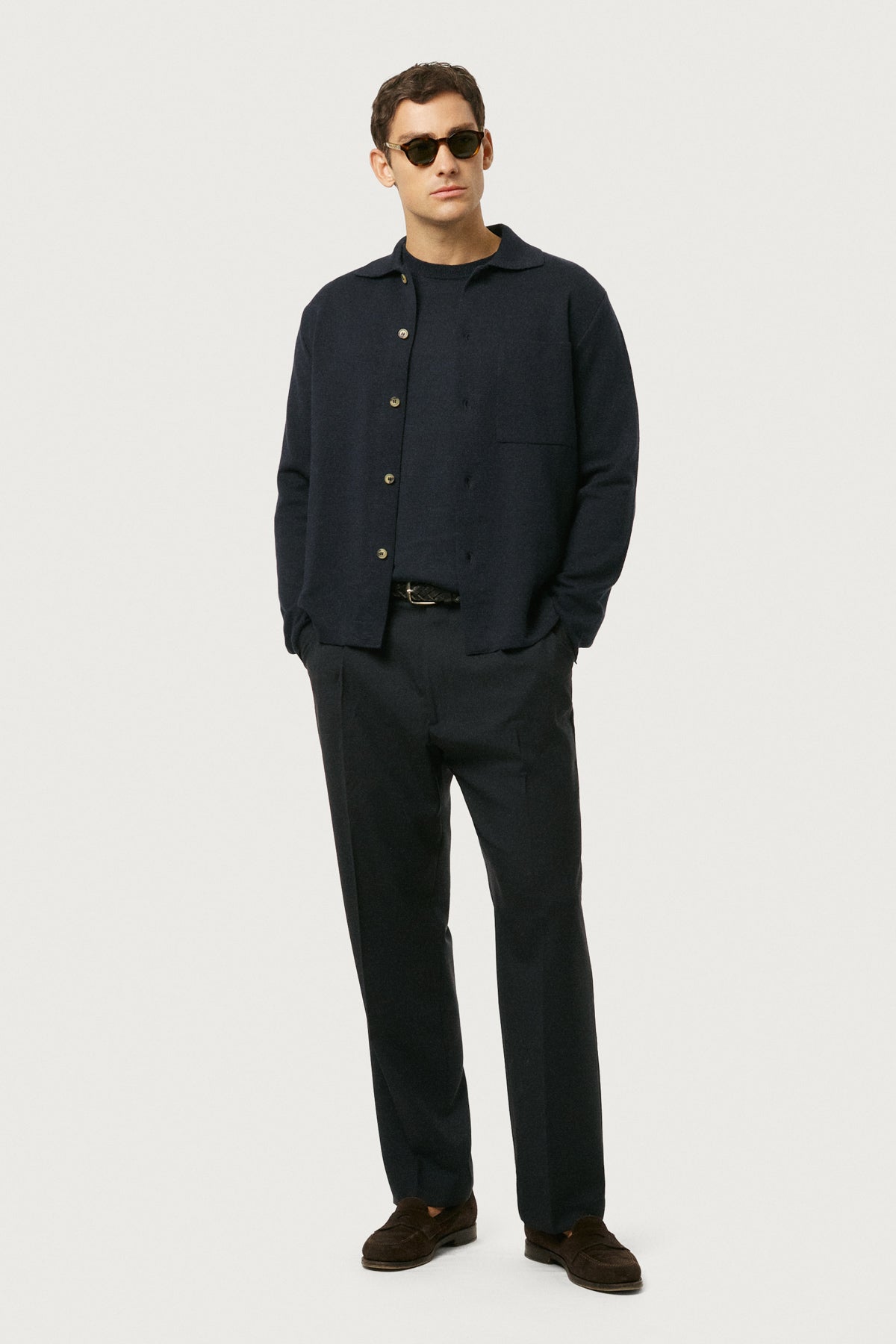 The Linen Cotton Lightweight Overshirt Blue Navy