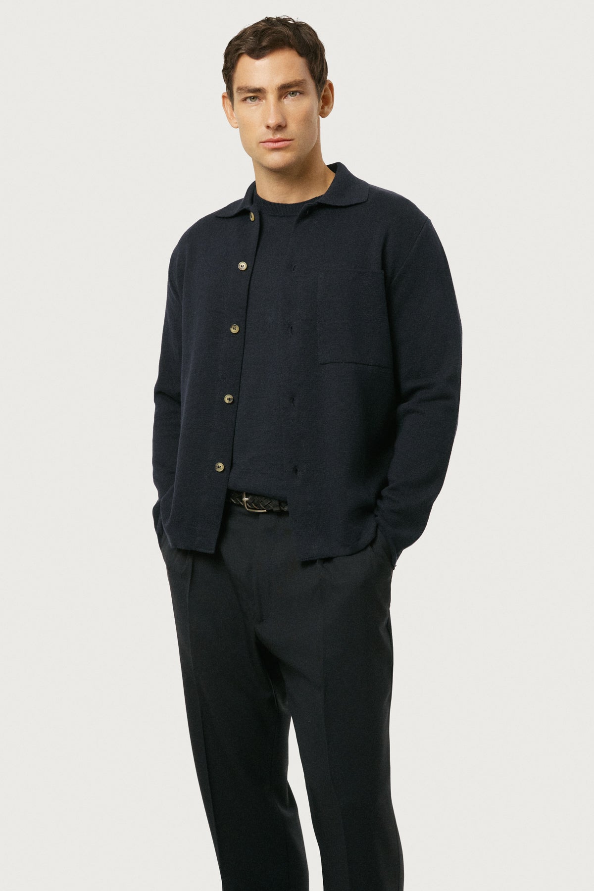 The Linen Cotton Lightweight Overshirt Blue Navy