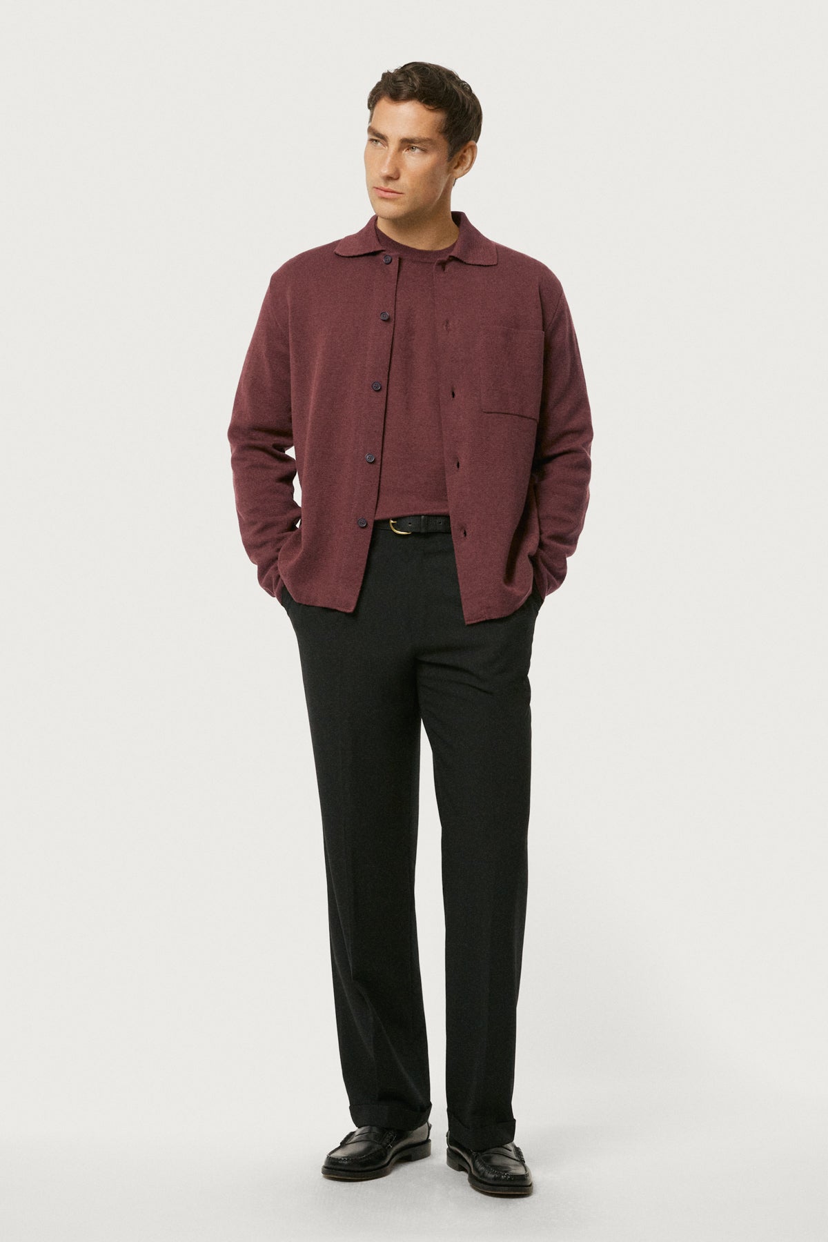 The Linen Cotton Lightweight Overshirt Mahogany