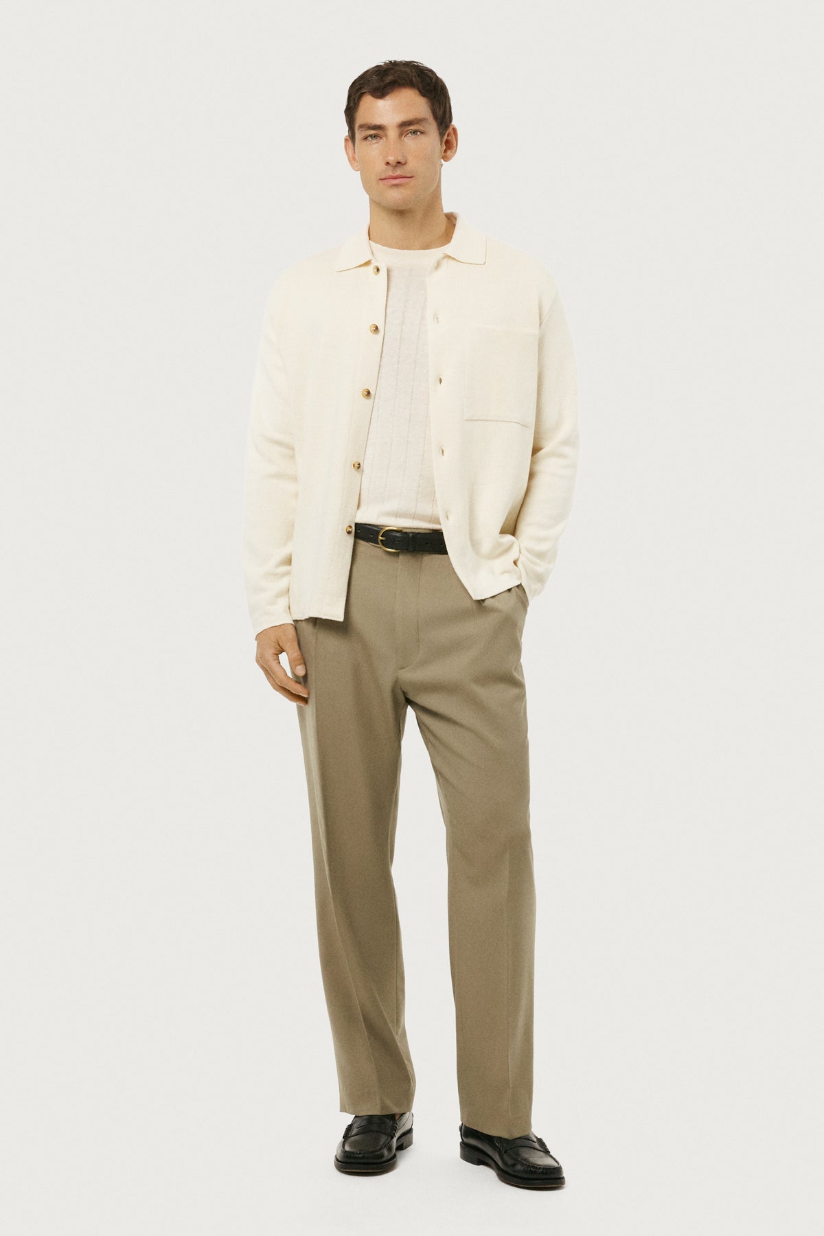 The Linen Cotton Lightweight Overshirt Milk White