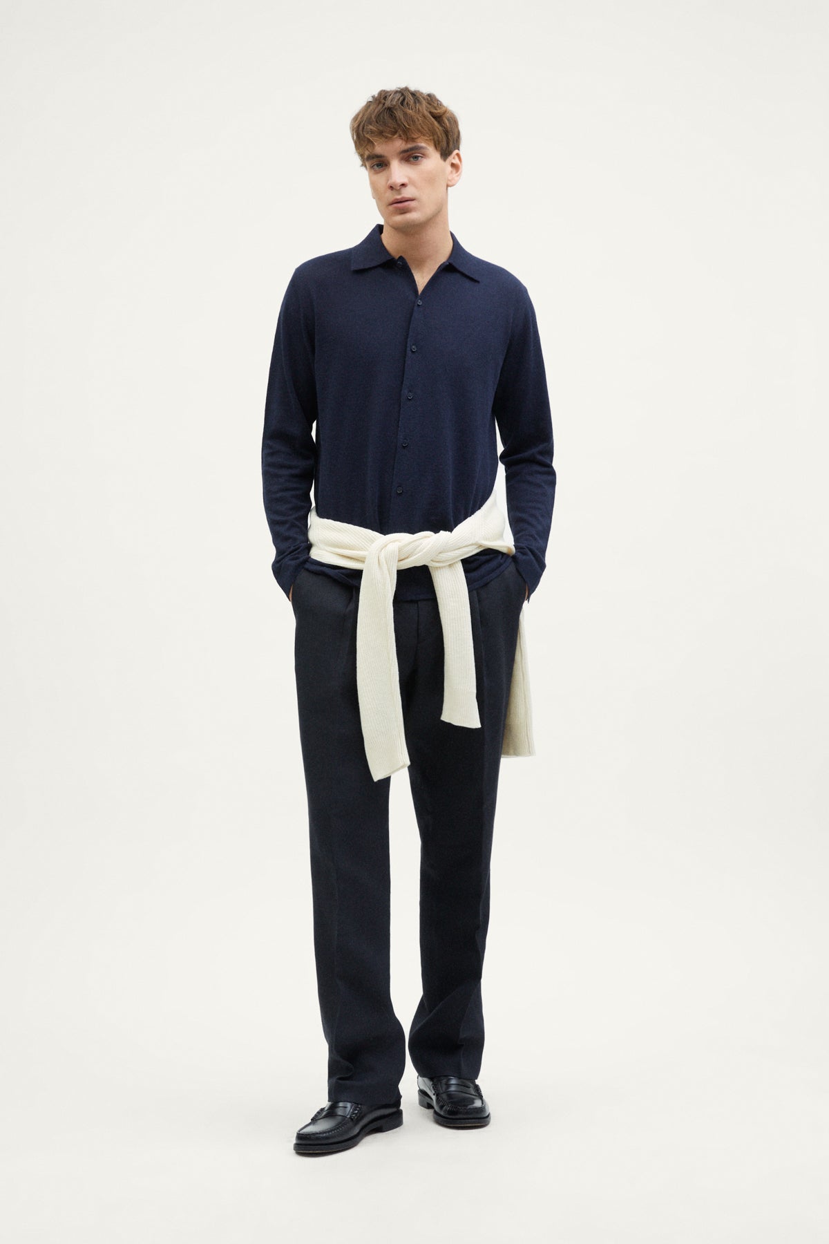 The Long-Sleeve Linen Cotton Polo