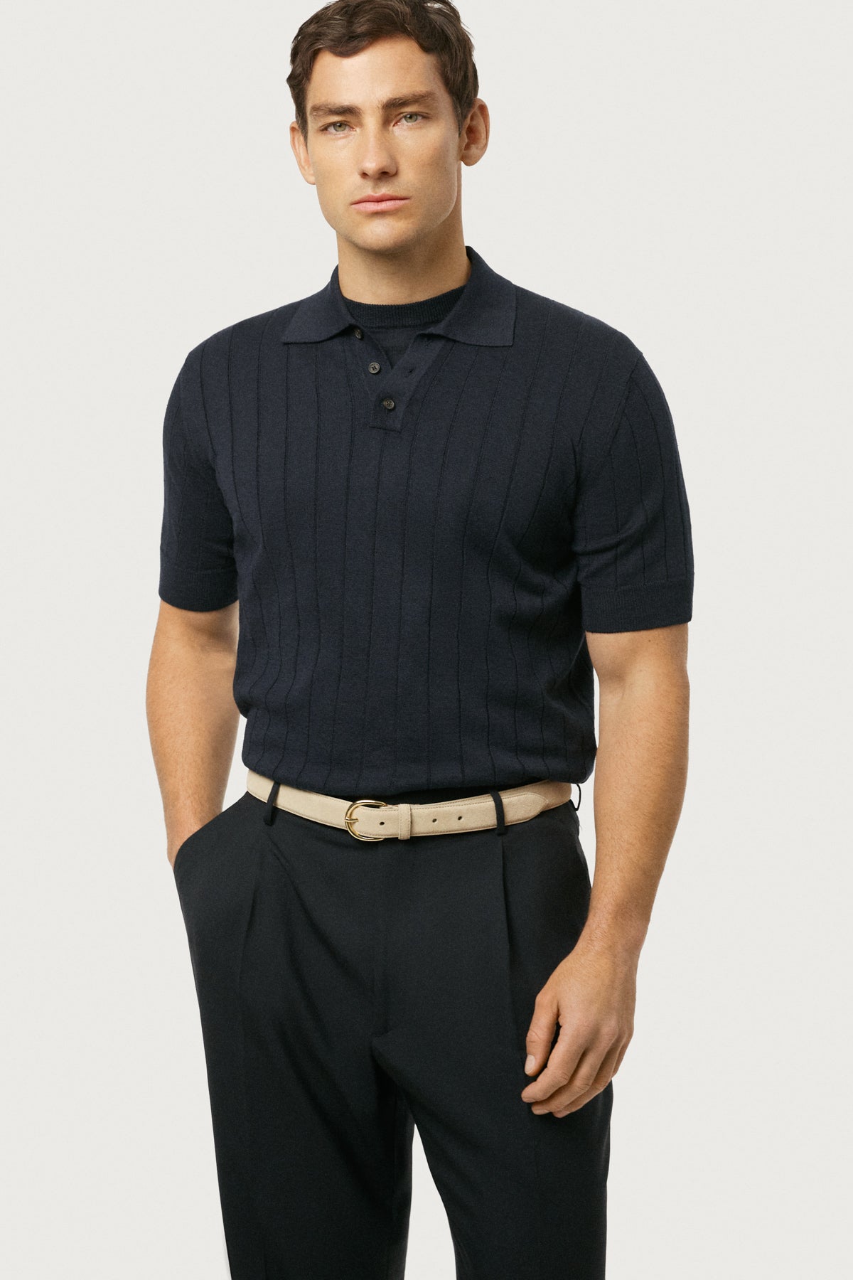The Linen Cotton Vintage Polo Blue Navy