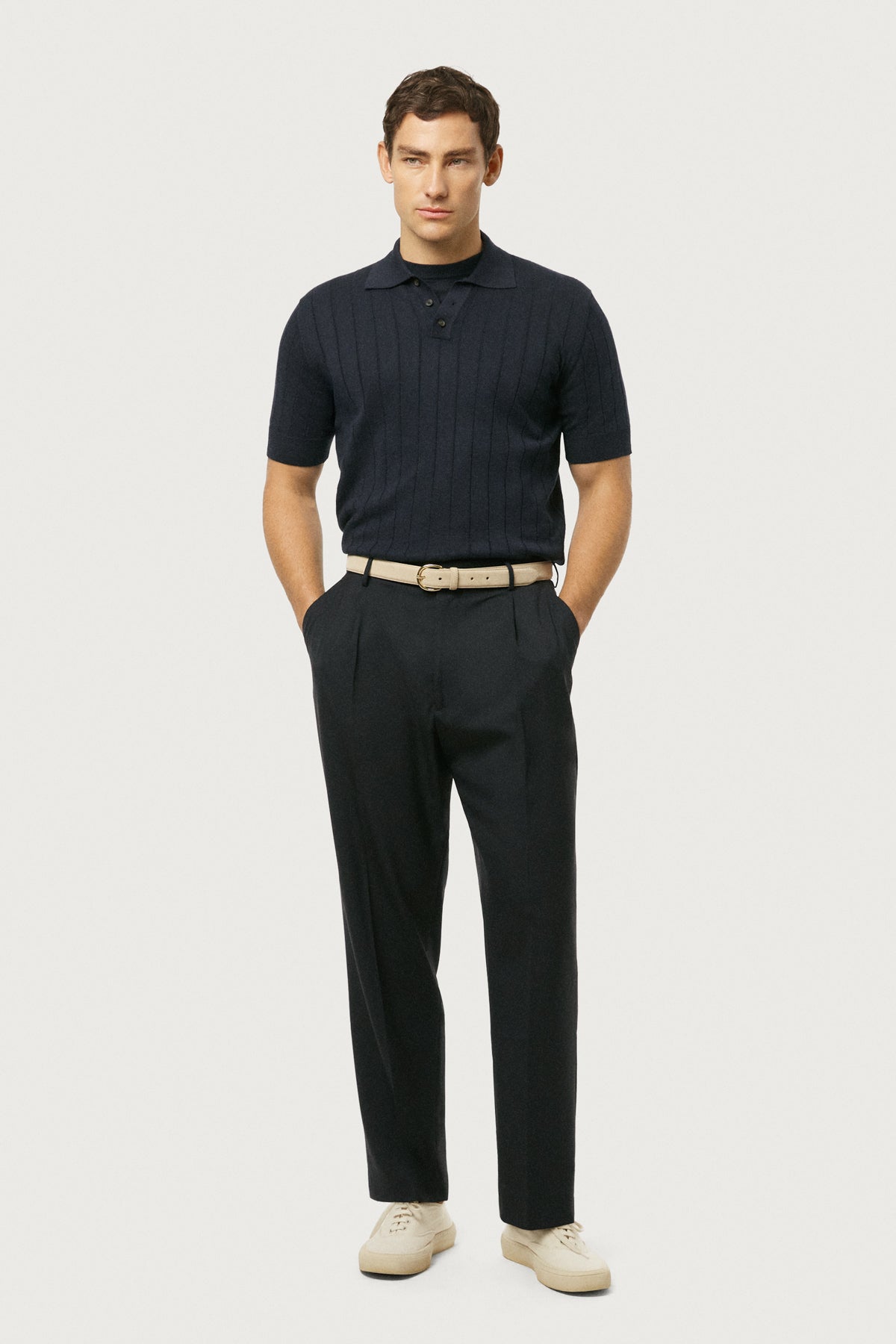 The Linen Cotton Vintage Polo Blue Navy