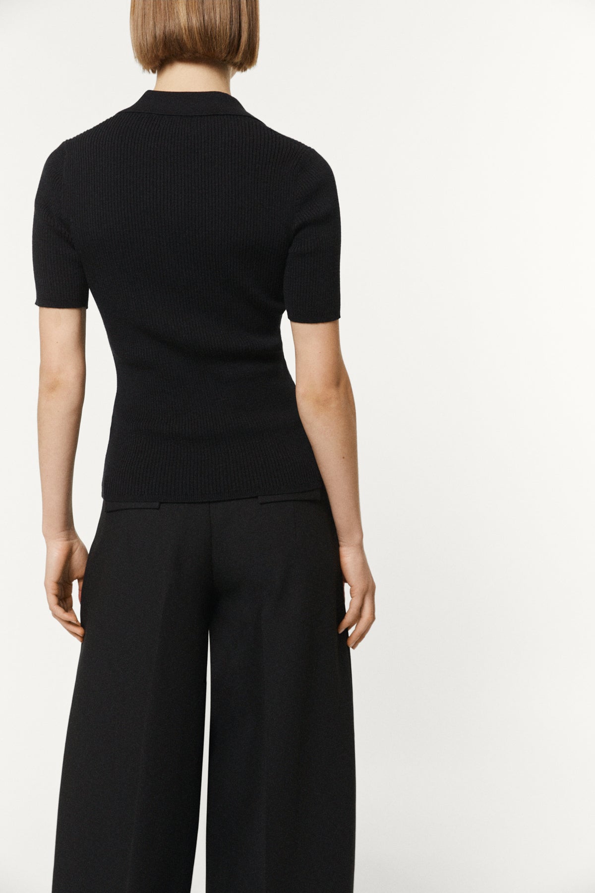 The Organic Cotton Ribbed Polo Black