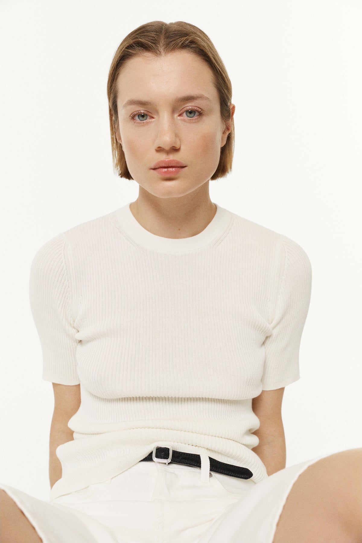 The Organic Cotton Ribbed Tee Milk White
