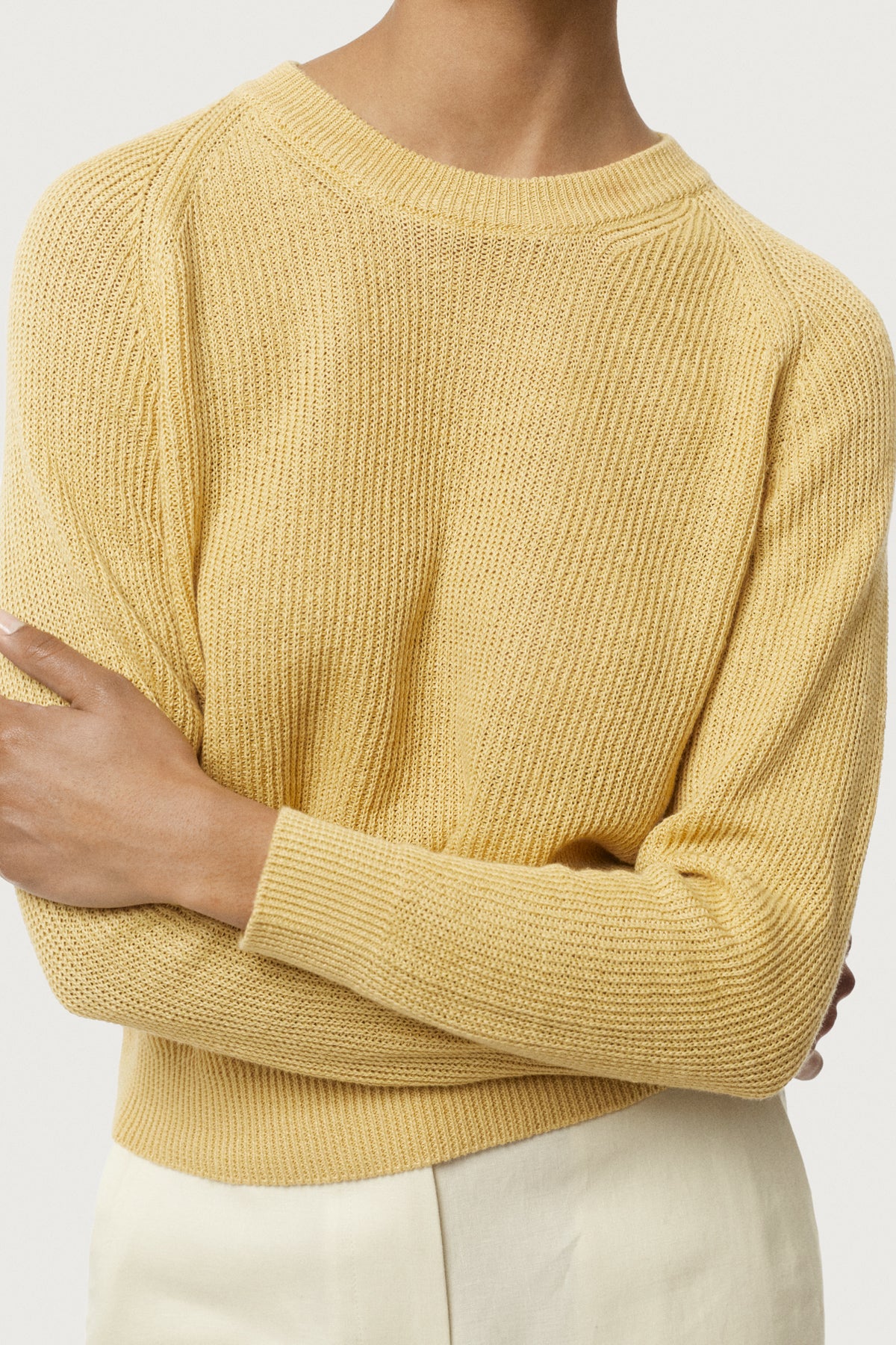 The Linen Cotton Ribbed Sweater Saffron