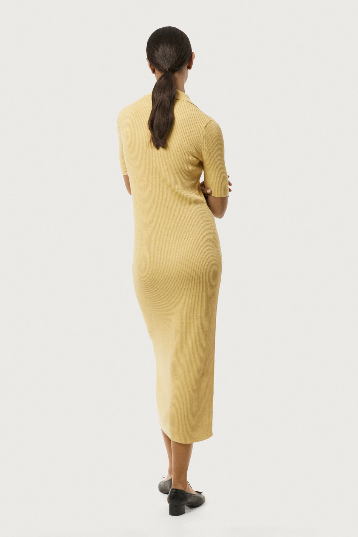 The Linen Cotton Polo Dress Saffron