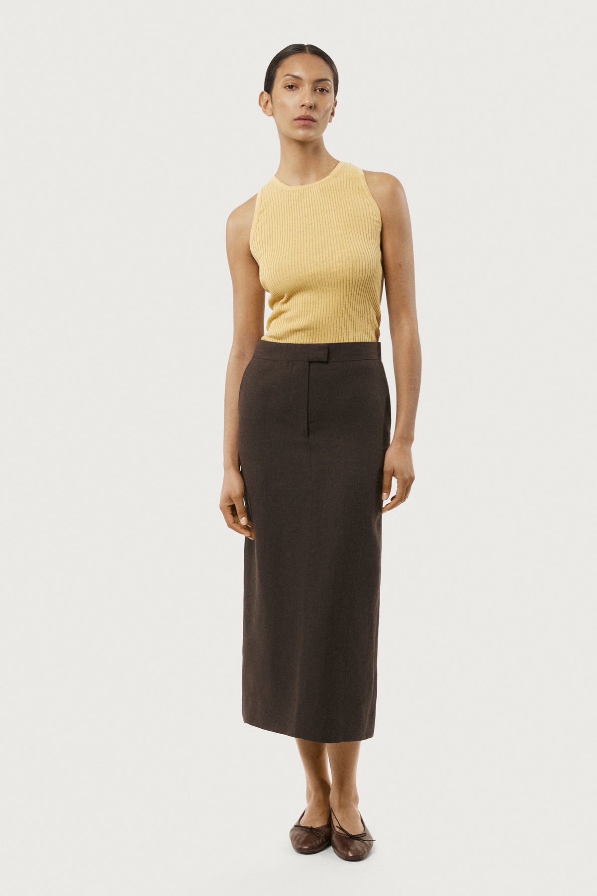 The Linen Cotton Tank Top Saffron