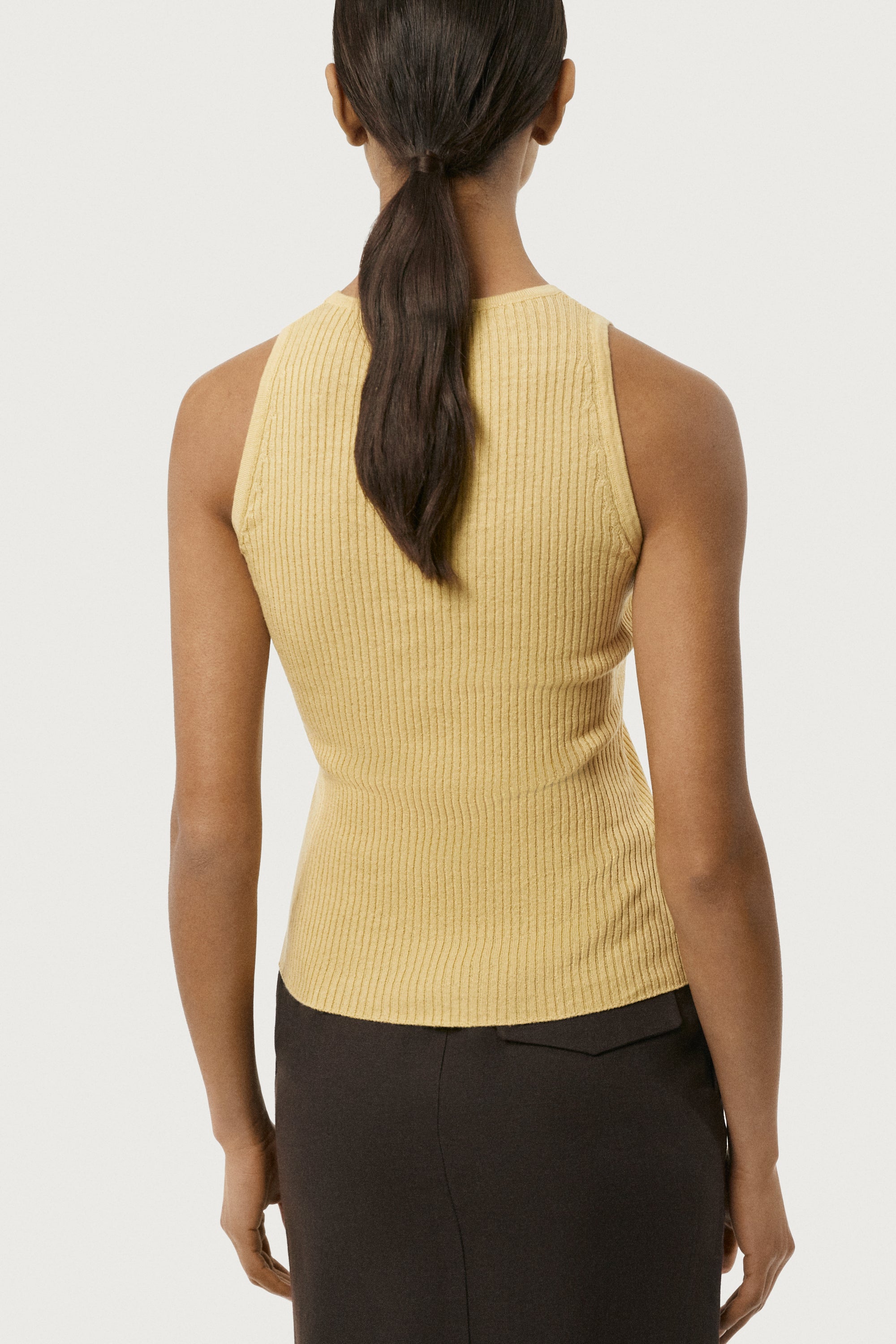 Tank Top a coste in Lino Cotone