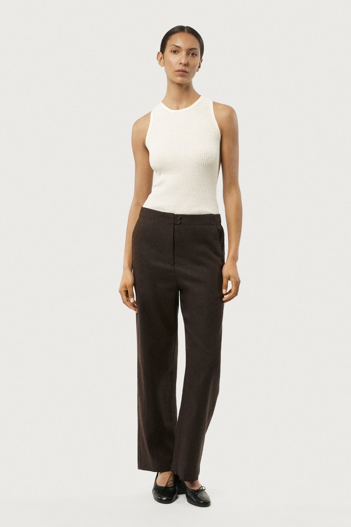 Débardeur côtelé en Lin et Coton