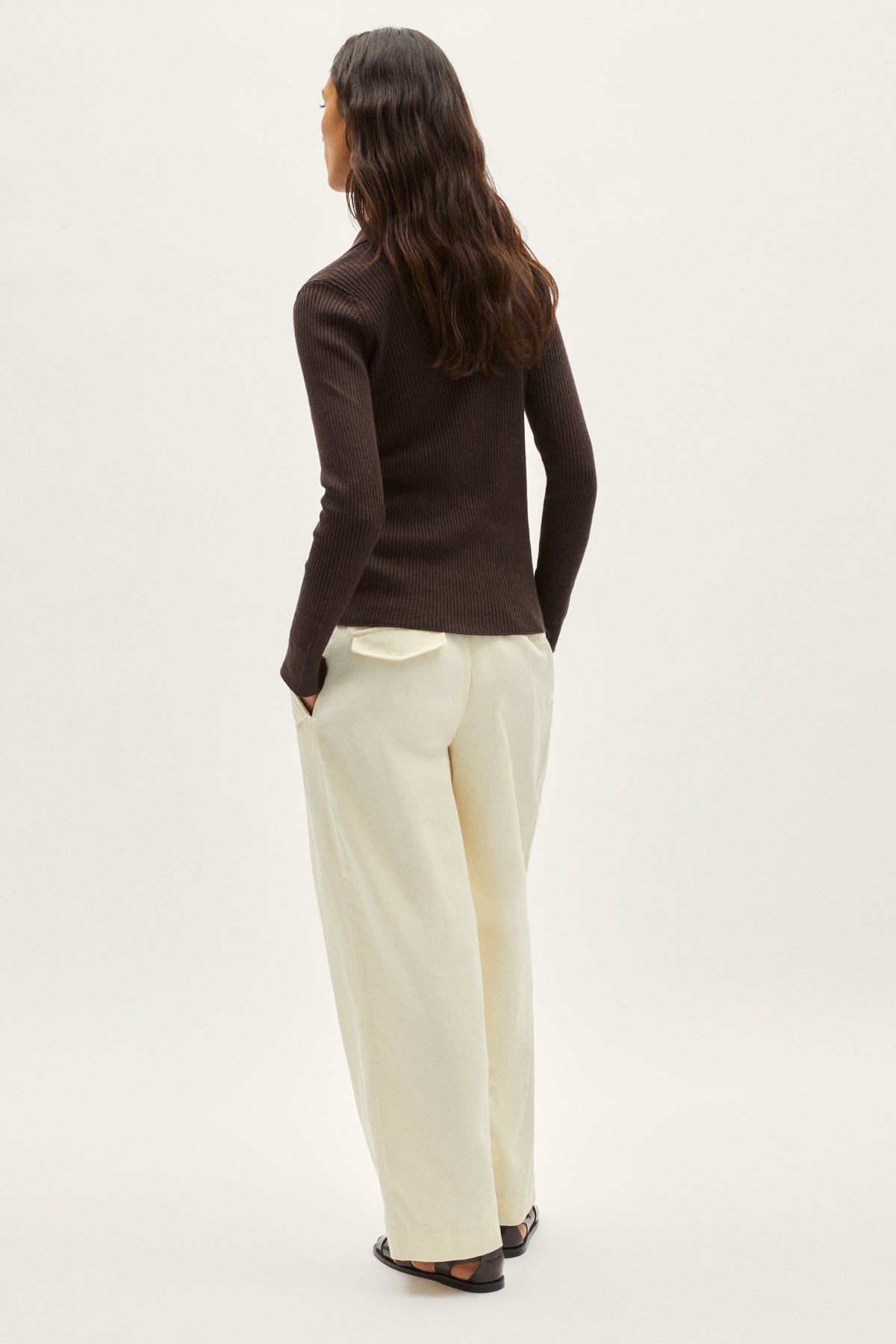 the linen cotton ribbed shirt brown