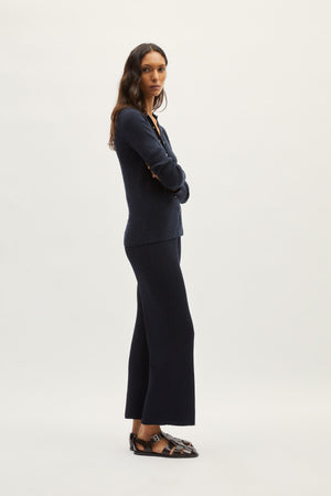 Blue Navy | The Linen Cotton Ribbed Pants