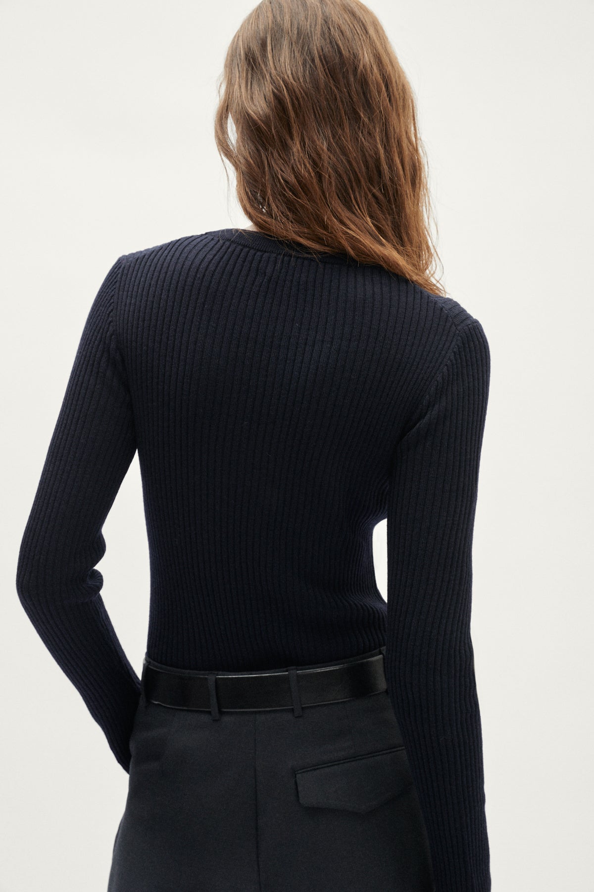 The Merino Wool Ribbed Sweater - blue