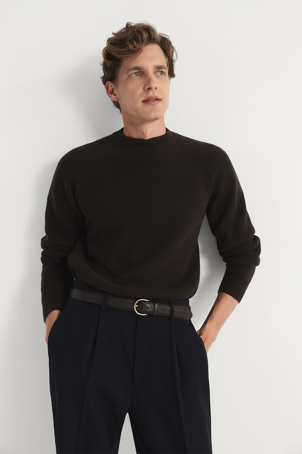The Woolen Ribbed Raglan Sweater Espresso