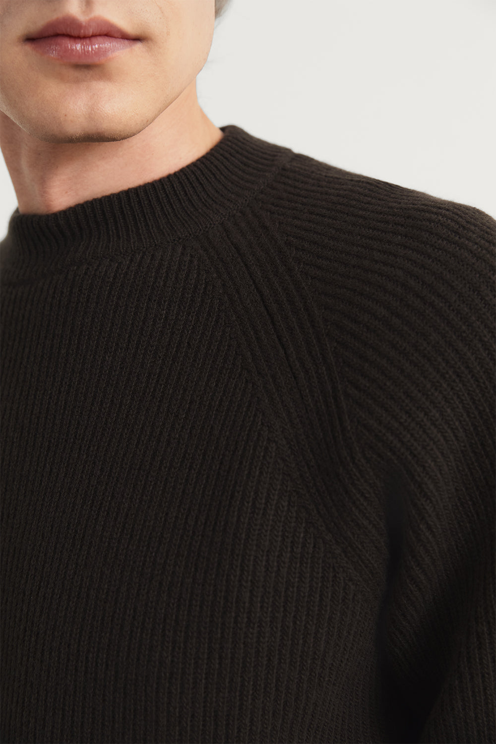 The Woolen Ribbed Raglan Sweater Espresso