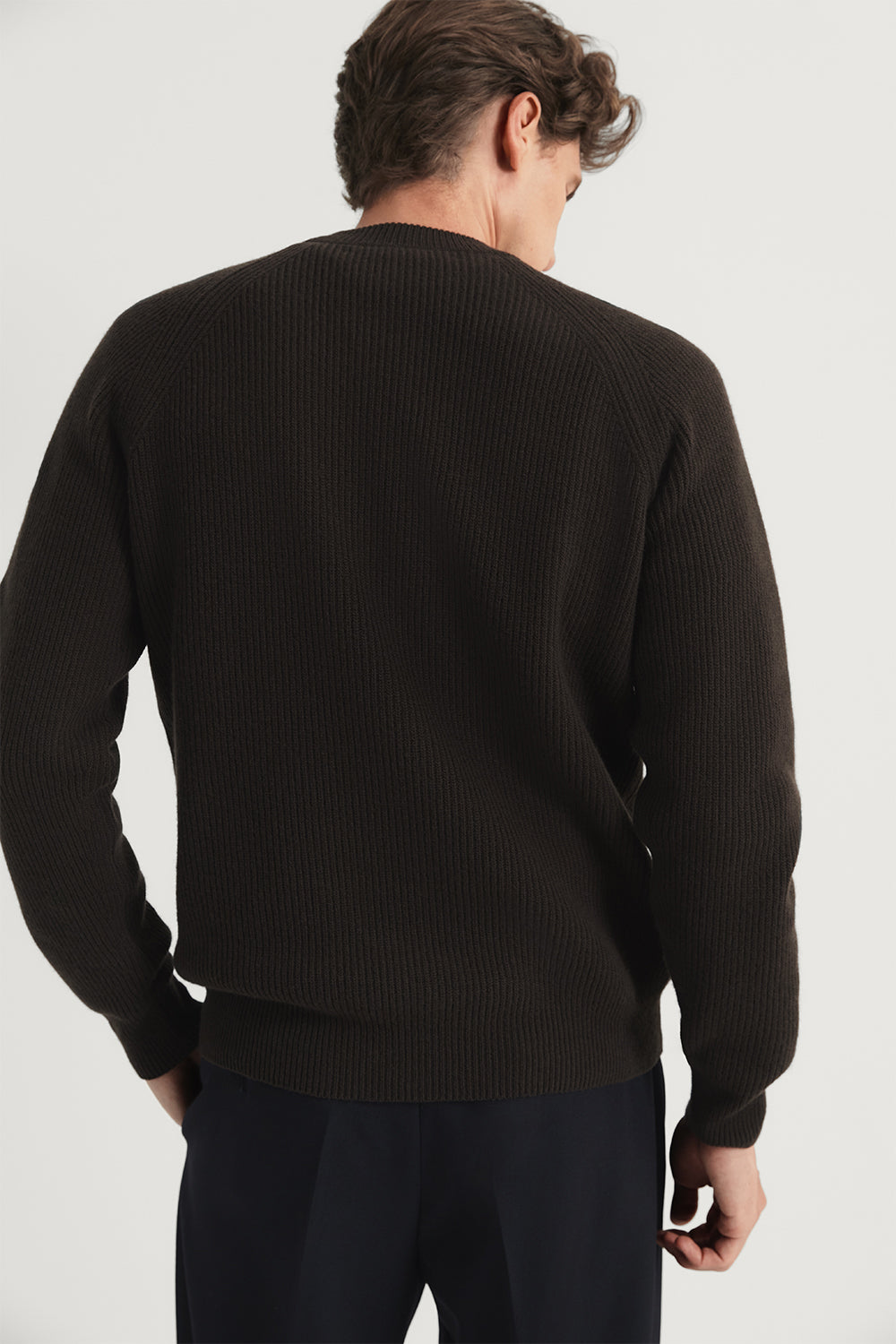 The Woolen Ribbed Raglan Sweater Espresso
