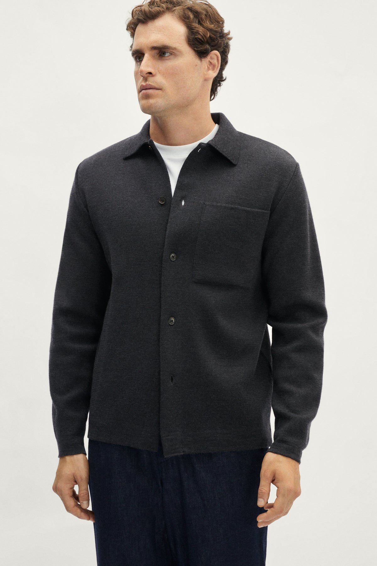 the merino wool overshirt anthracite