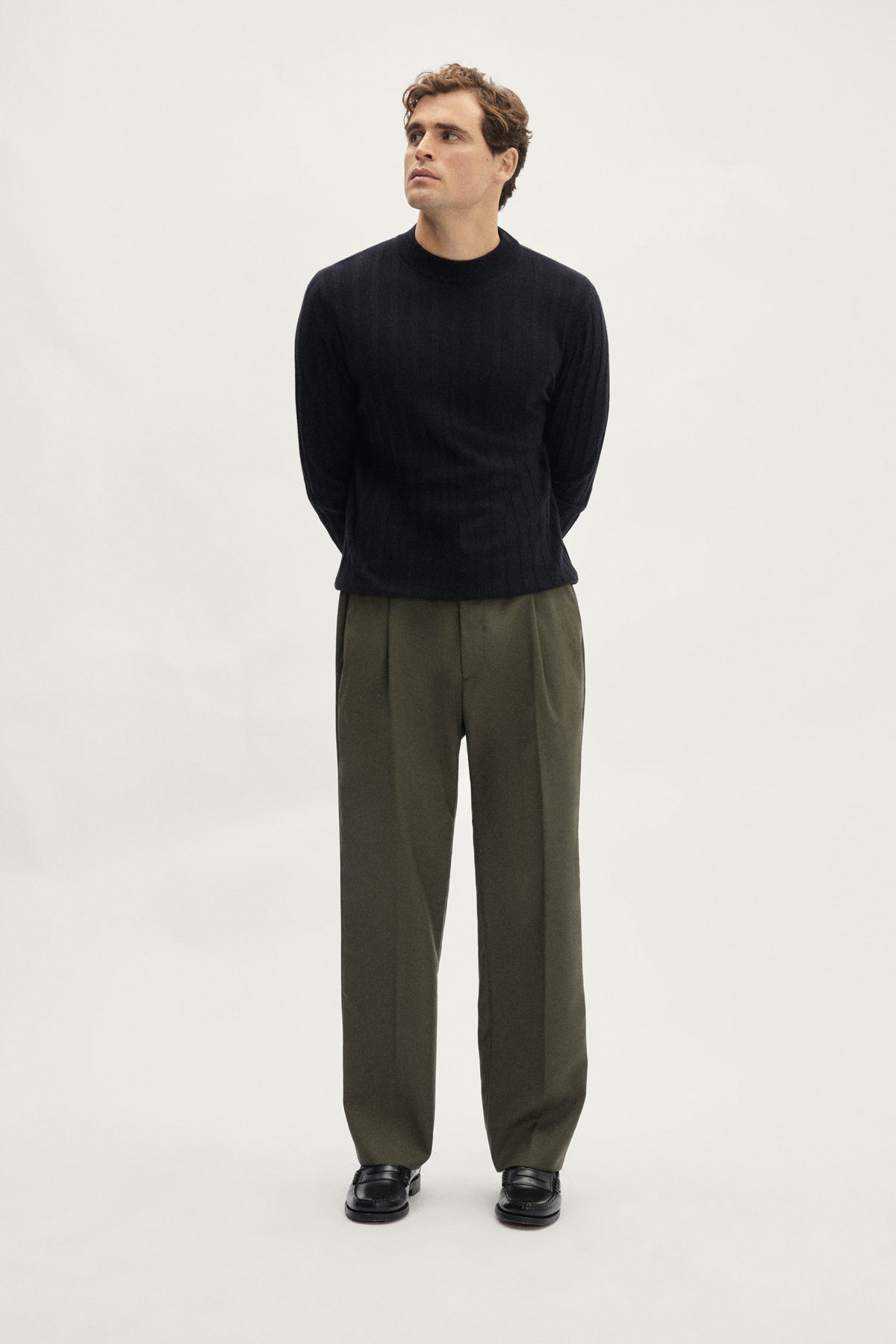 The Wool Tailored Trousers with Pinces - green