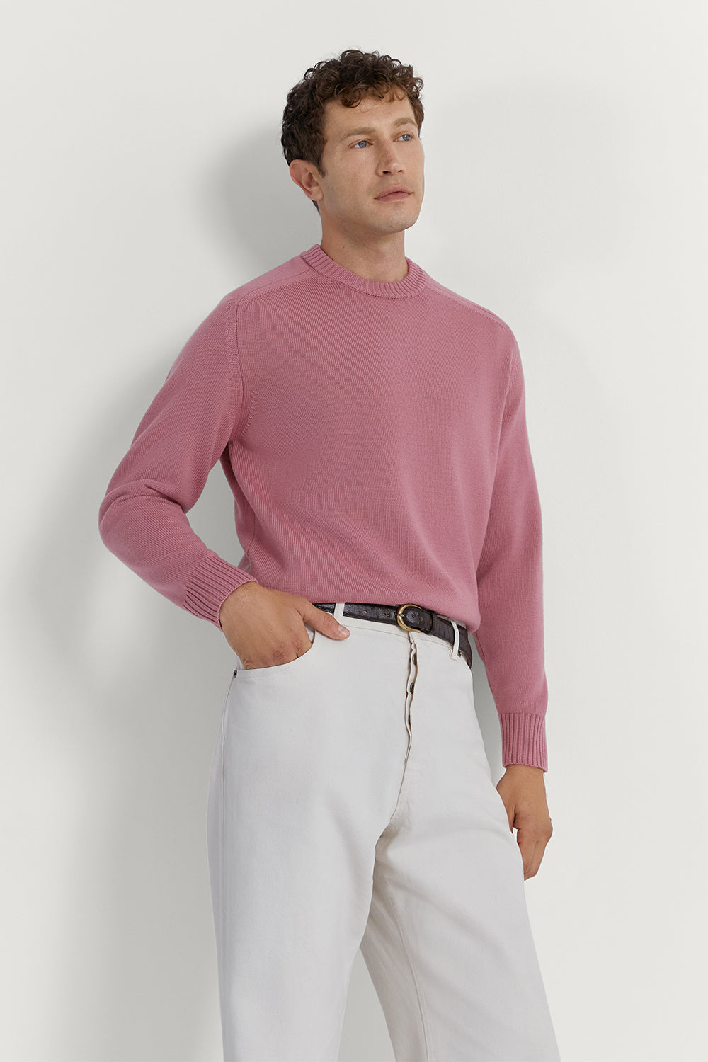 The Merino Wool Saddle Shoulder Sweater Mauve
