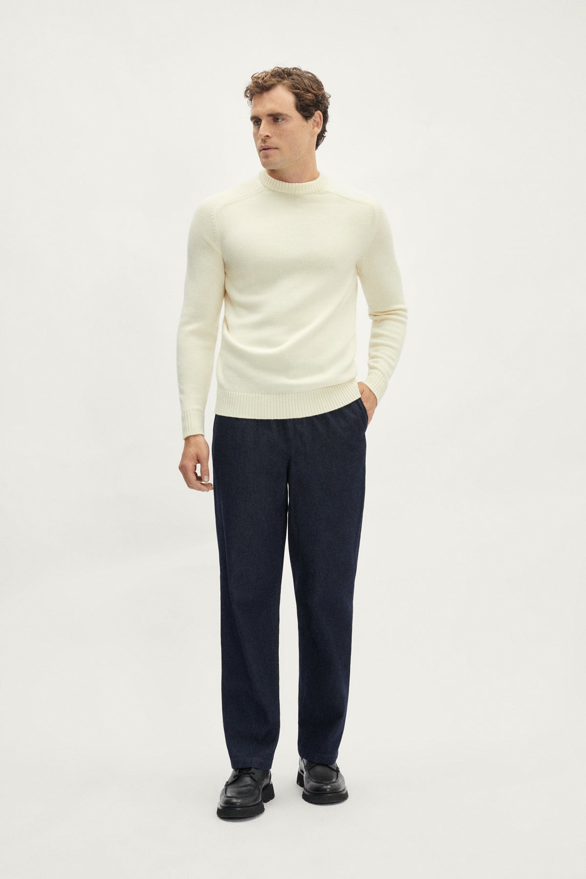 The Merino Wool Saddle Shoulder Sweater - white