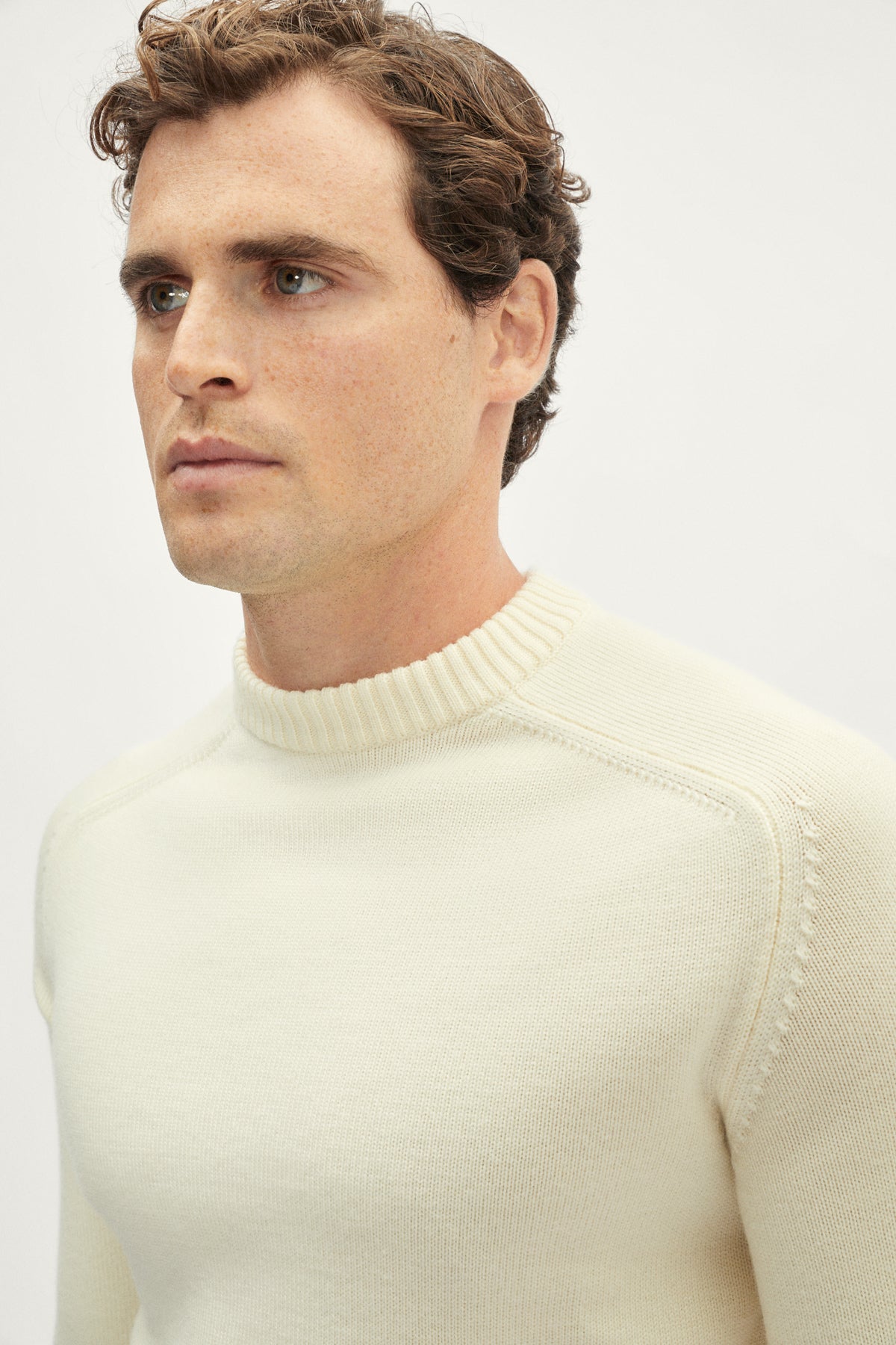 The Merino Wool Saddle Shoulder Sweater - white