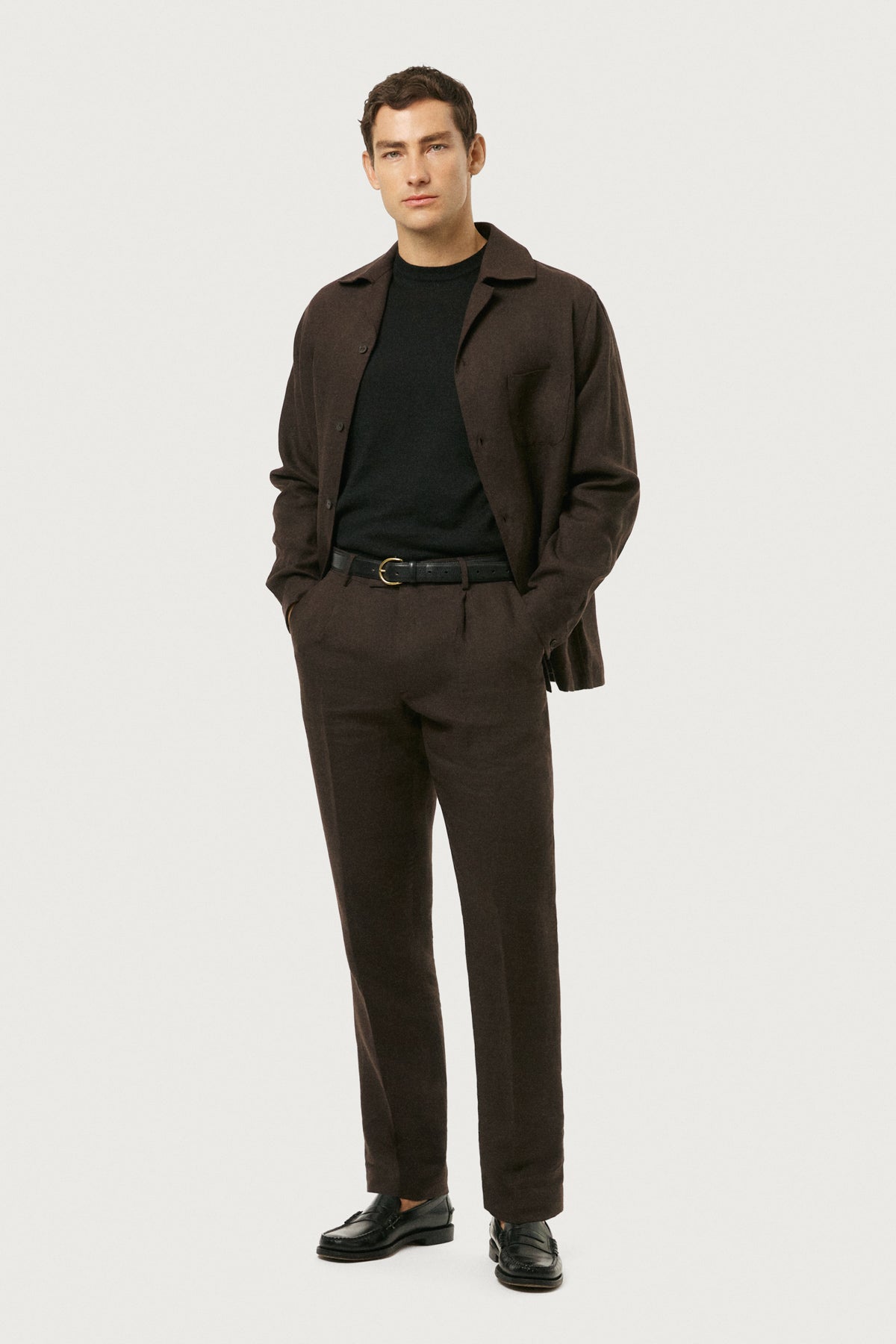 The Linen Twill Trousers Cafe Noir