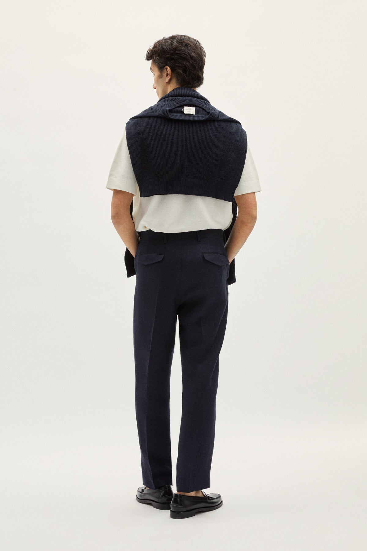 the linen twill trousers blue navy