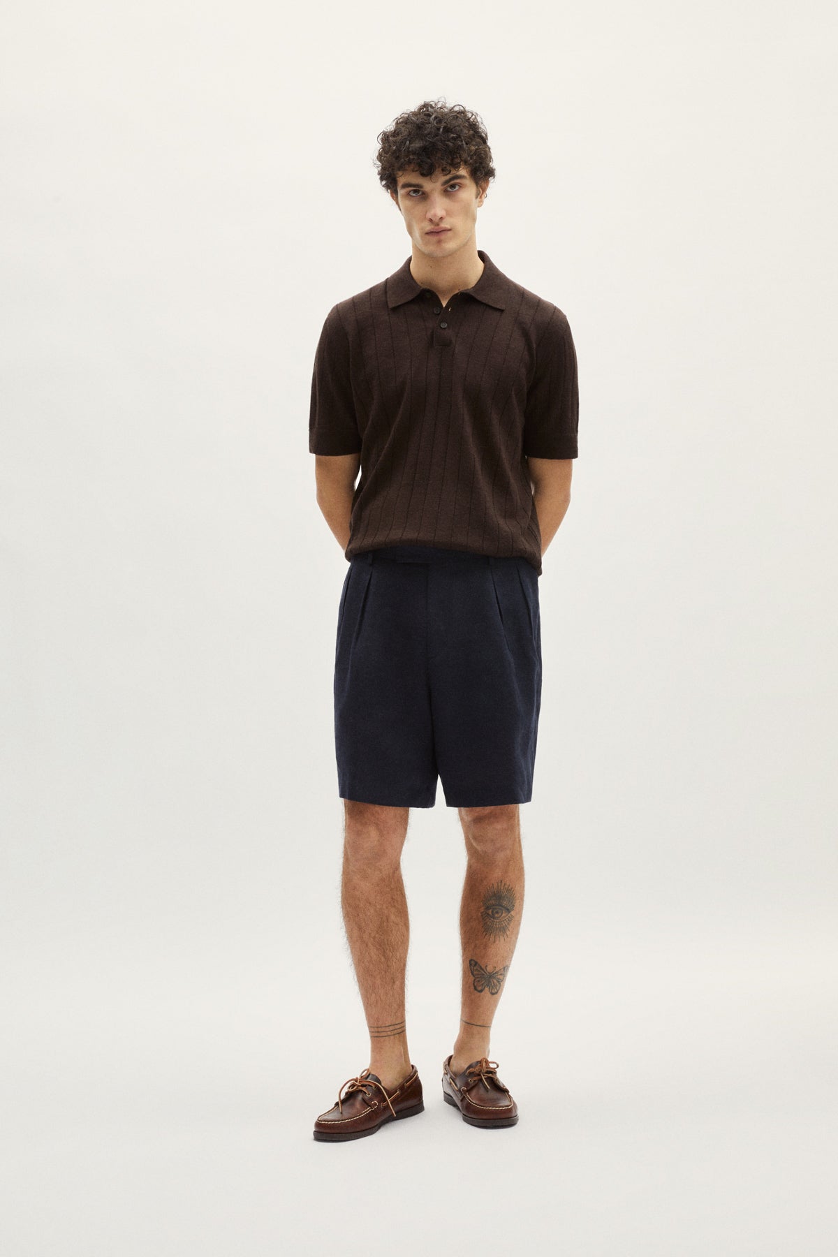 the linen twill bermuda shorts blue navy