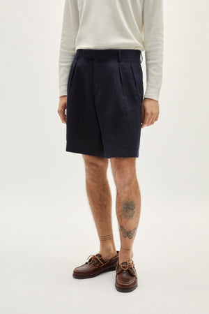 Blue Navy | The Linen Twill Bermuda Shorts