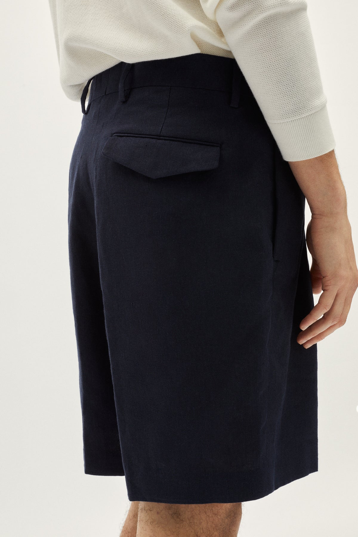 the linen twill bermuda shorts blue navy