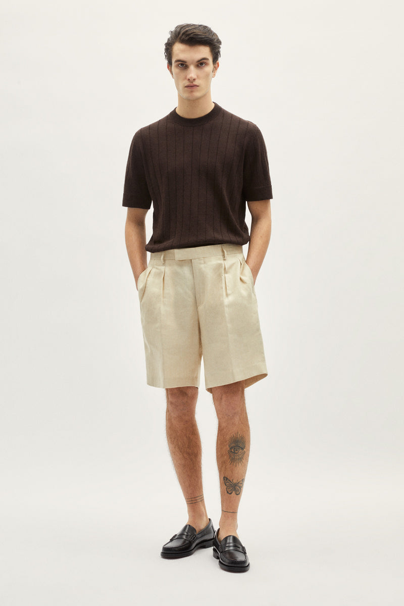 Ecru | The Linen Twill Bermuda Shorts