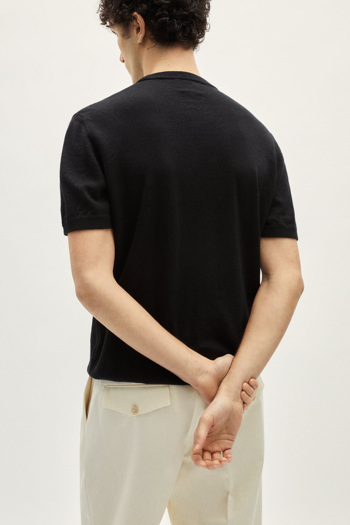 the linen cotton knit t shirt black