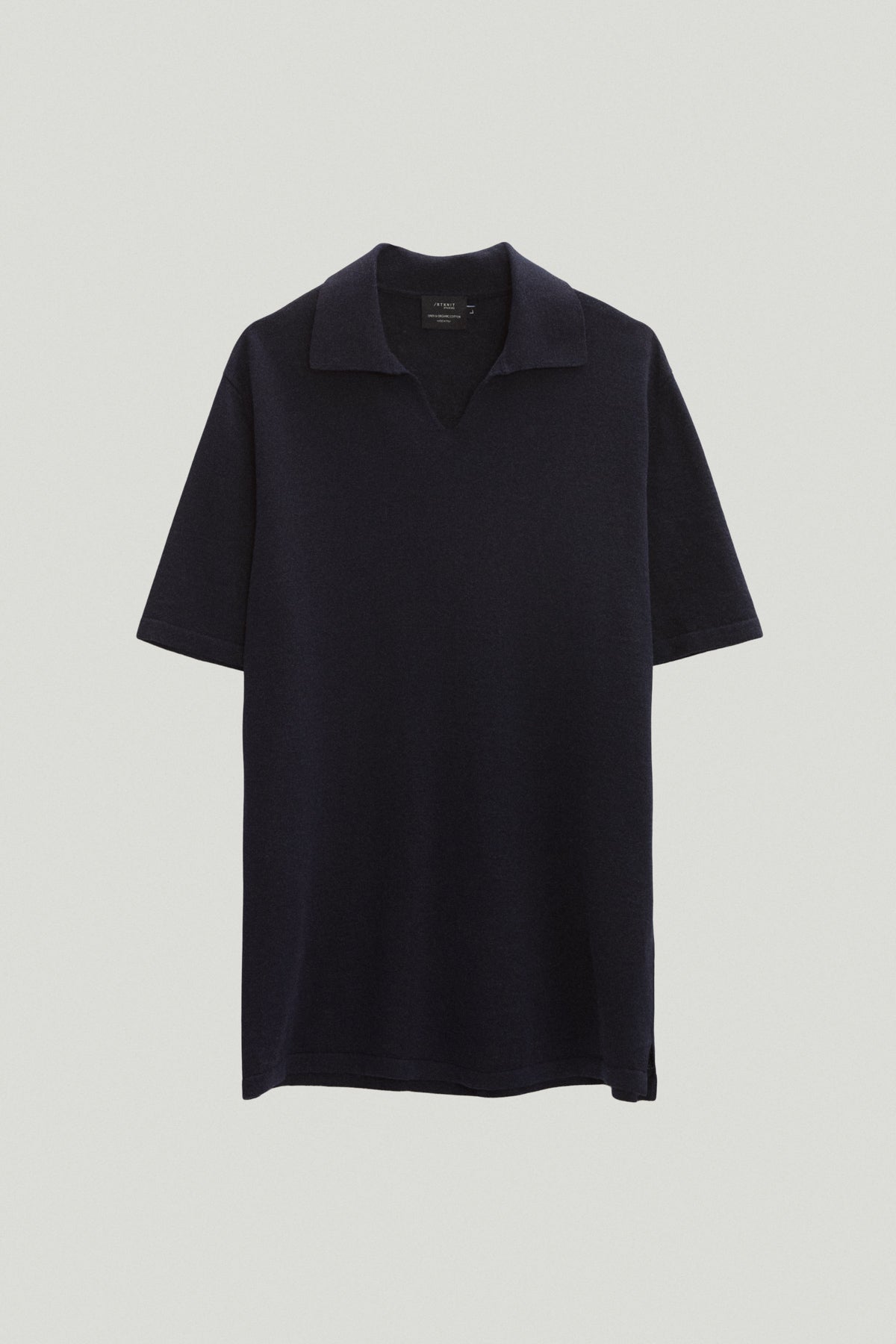 Blue Navy | The Linen Cotton V-Neck Polo