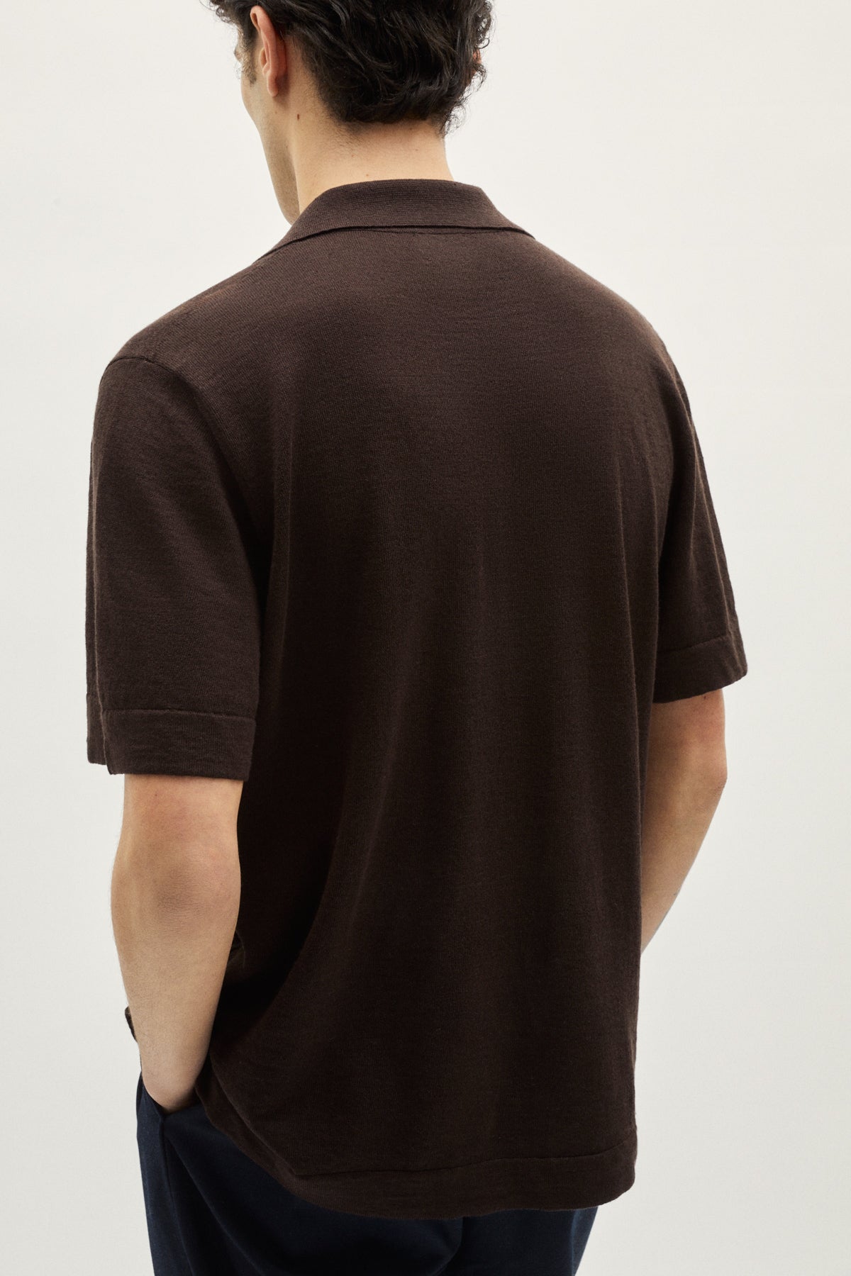 the linen cotton bowling shirt brown