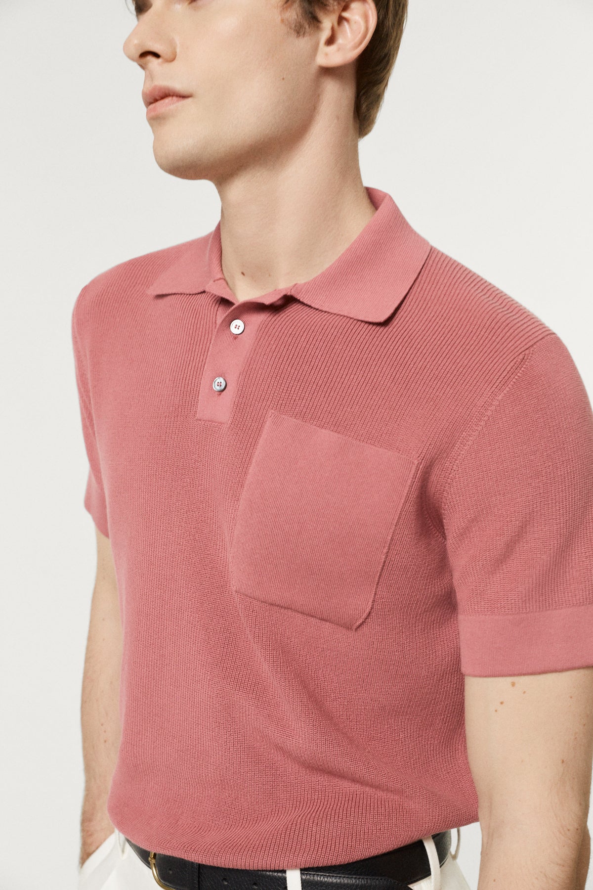 The Organic Cotton Ribbed Polo Shirt Mauve