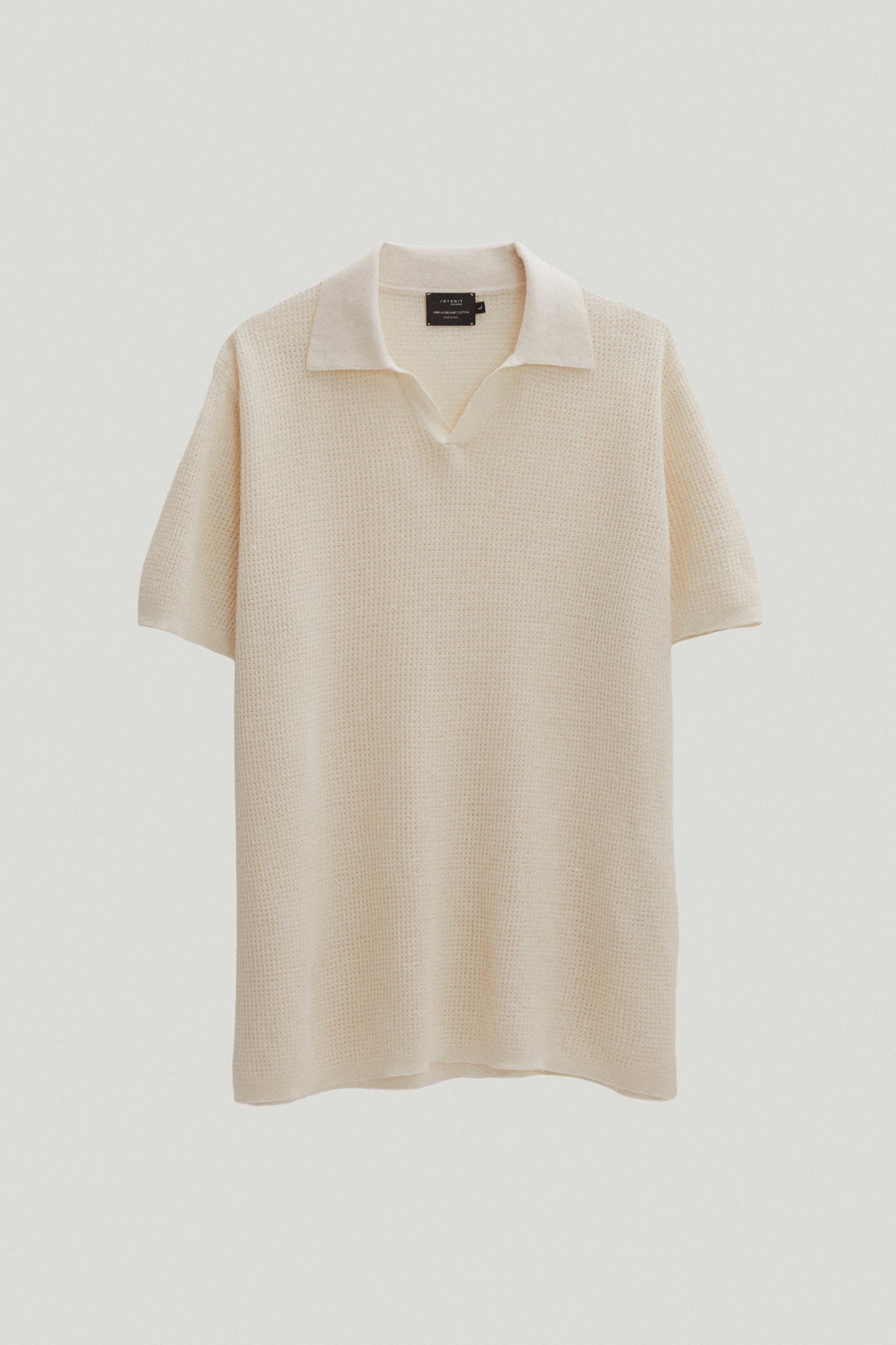 the linen cotton crochet polo milk white